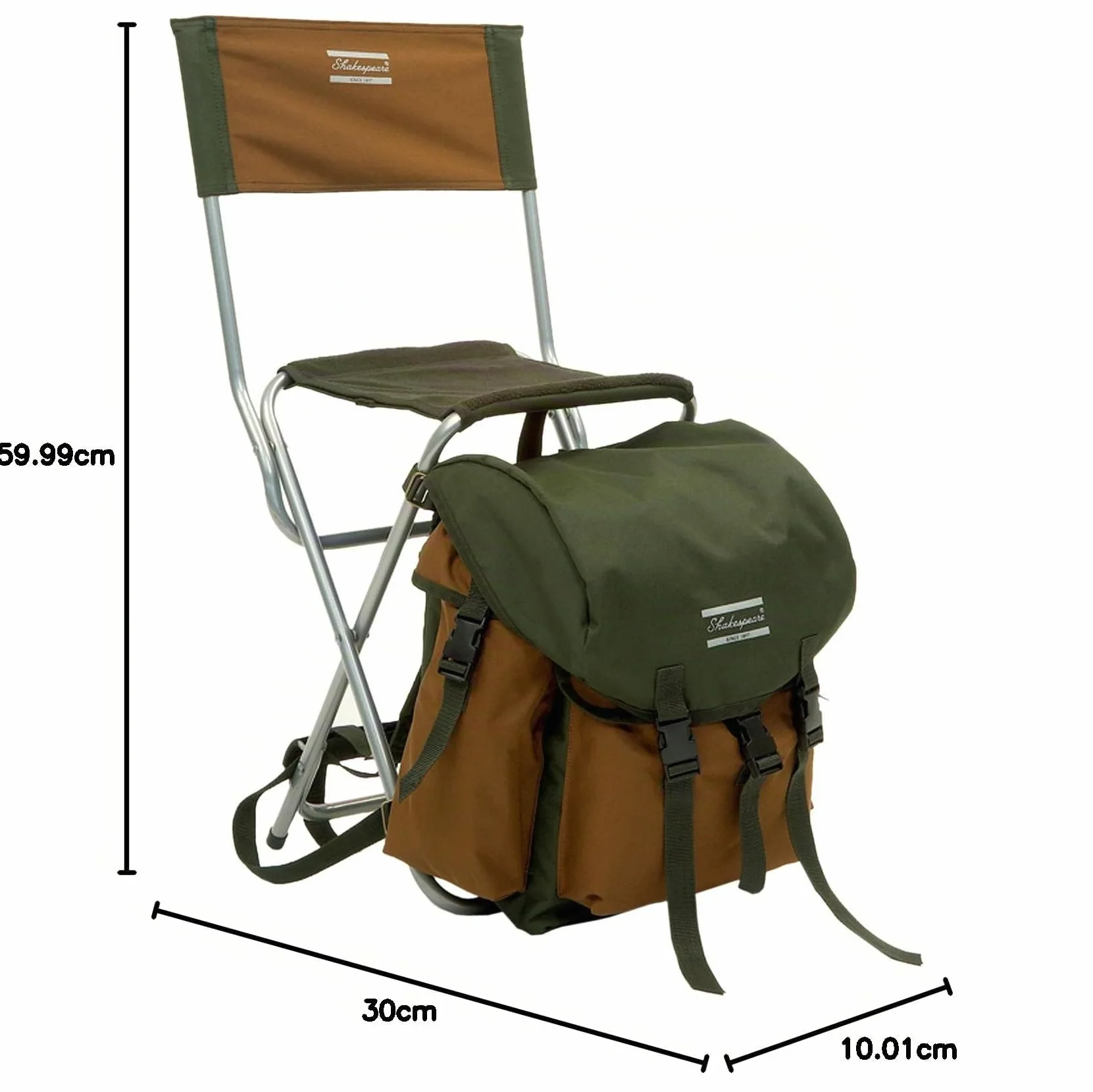 Shakespeare Deluxe Rucksack - Mochila de Silla, tamaño 85, Color Brown/Verde