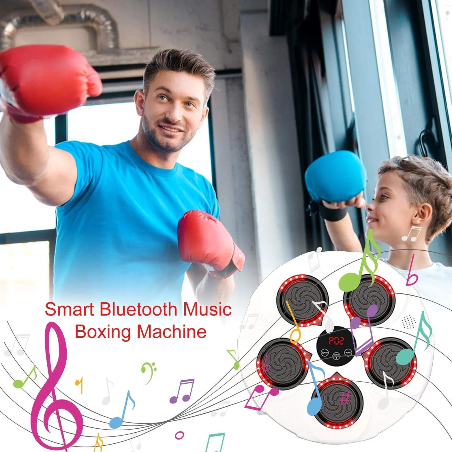 Cojín de boxeo musical - cojín de boxeo inteligente, equipo de boxeo inteligente | Objetivo de boxeo de música electrónica con guantes de boxeo, entrenador de boxeo de música inalámbrico montado en la