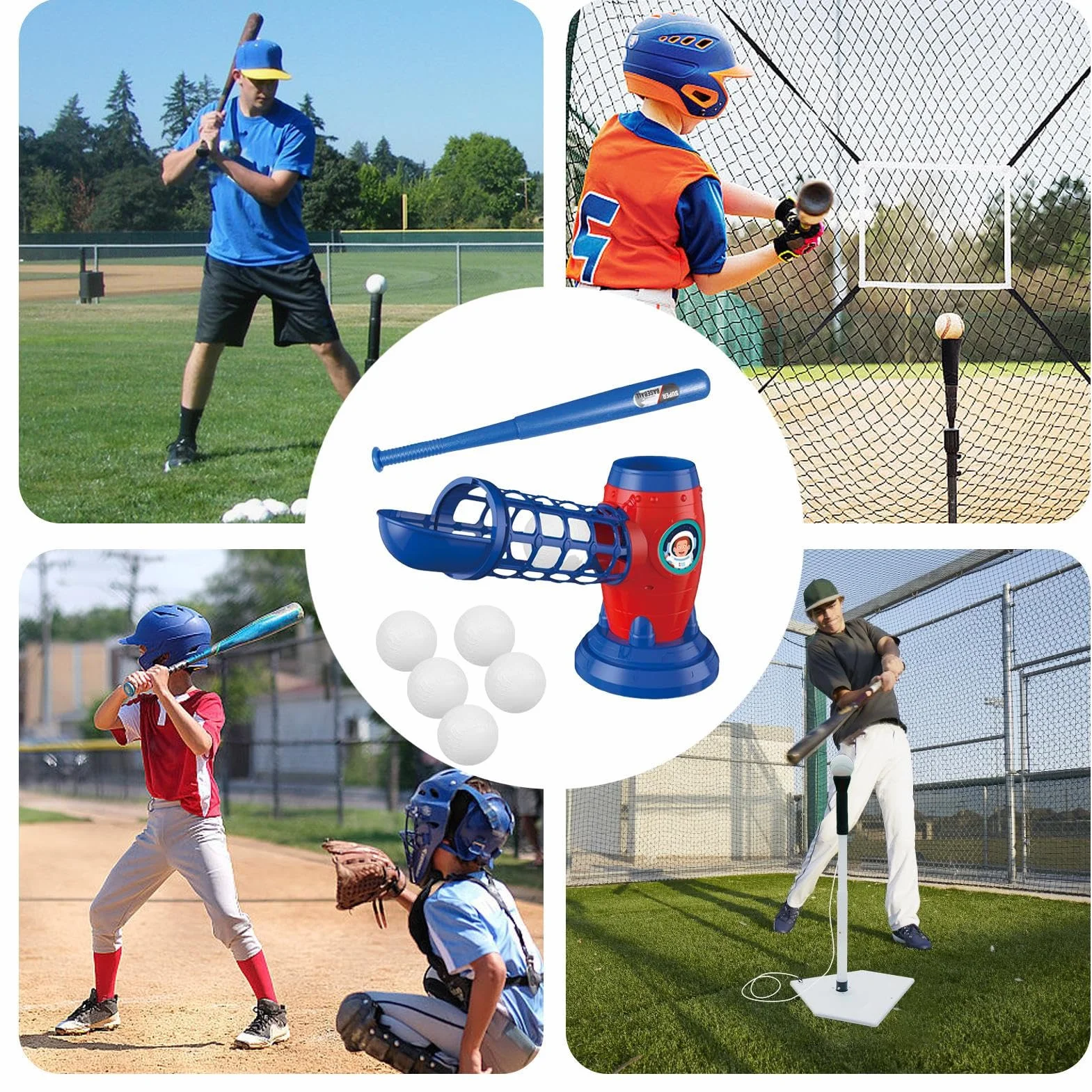 Máquinas de lanzamiento para el béisbol juvenil - Toy Baseball Set con pelotas | Juego de deportes al aire libre para niños y niñas, entrenador automático de máquina de bolas para niños de 3 a 8 años,