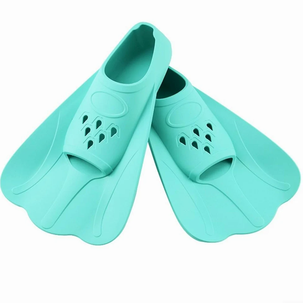 Aletas de natación de silicona, aletas de entrenamiento para piscina, cuchillas cortas para técnica, aletas para niños y adultos, equipo de natación de viaje portátil, aletas de buceo
