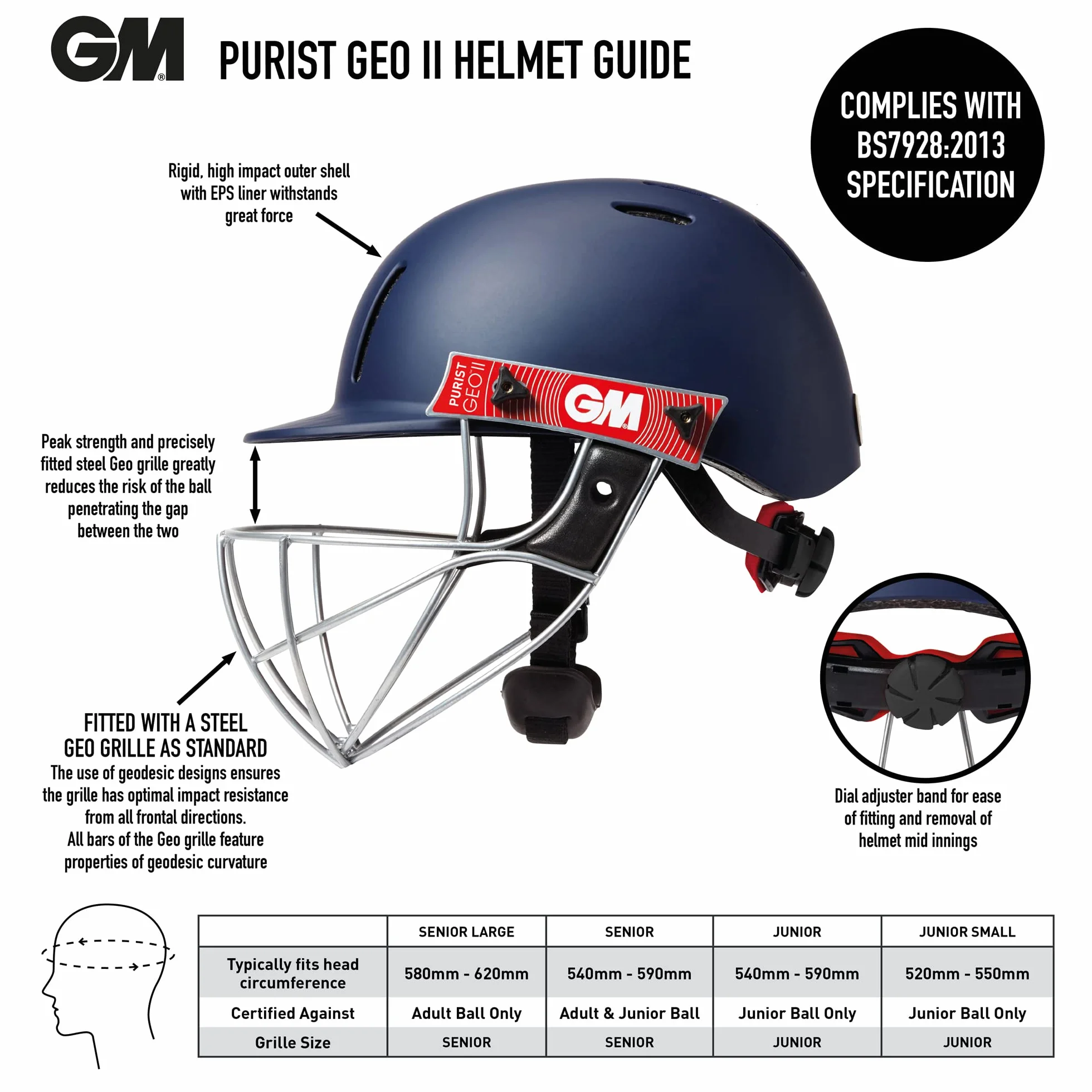 Gunn & Moore Purist Geo II Casco de críquet Infantil