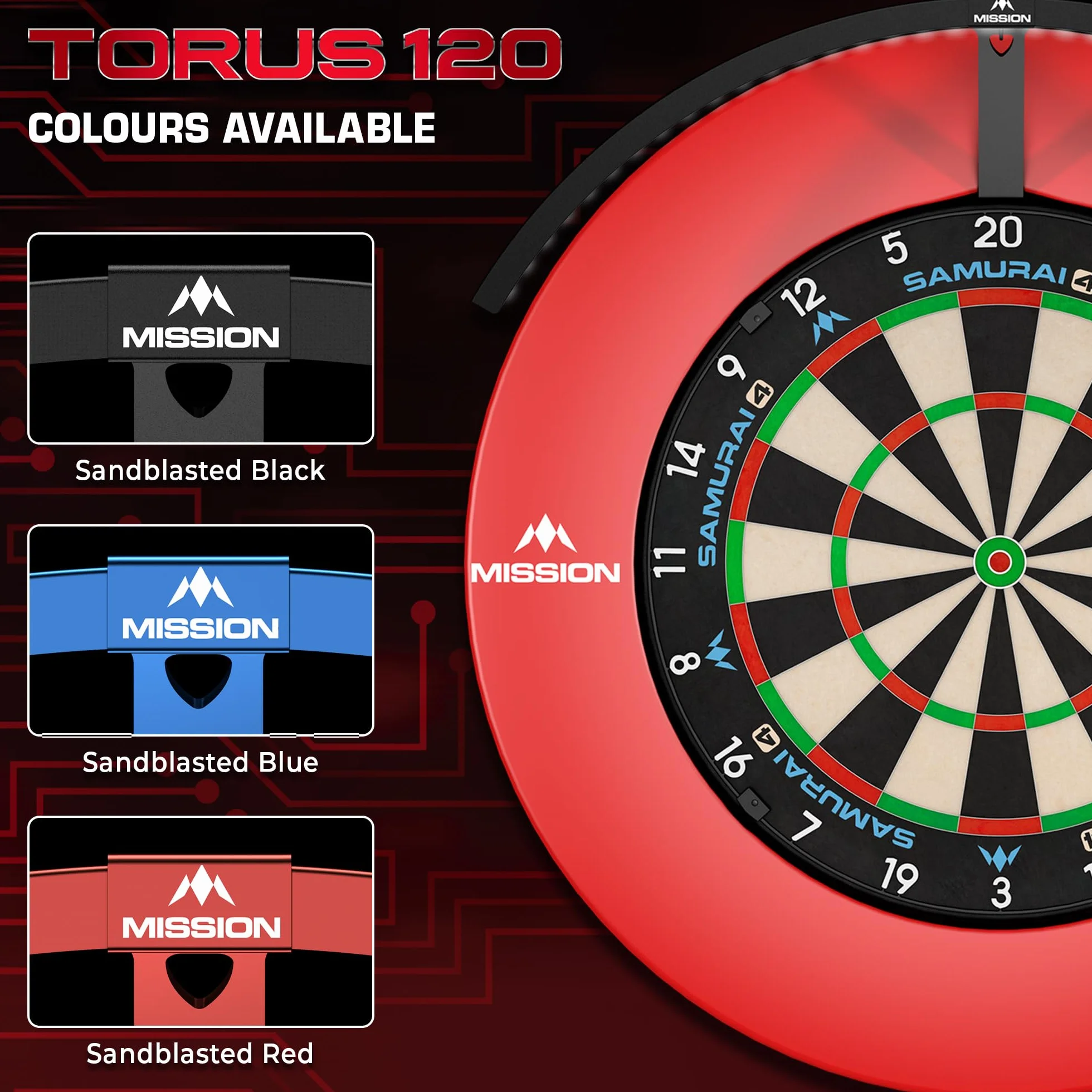Mission Darts | Torus 120° | LED blanco brillante | Sistema de iluminación de tablero de dardos | Portátil | USB C.
