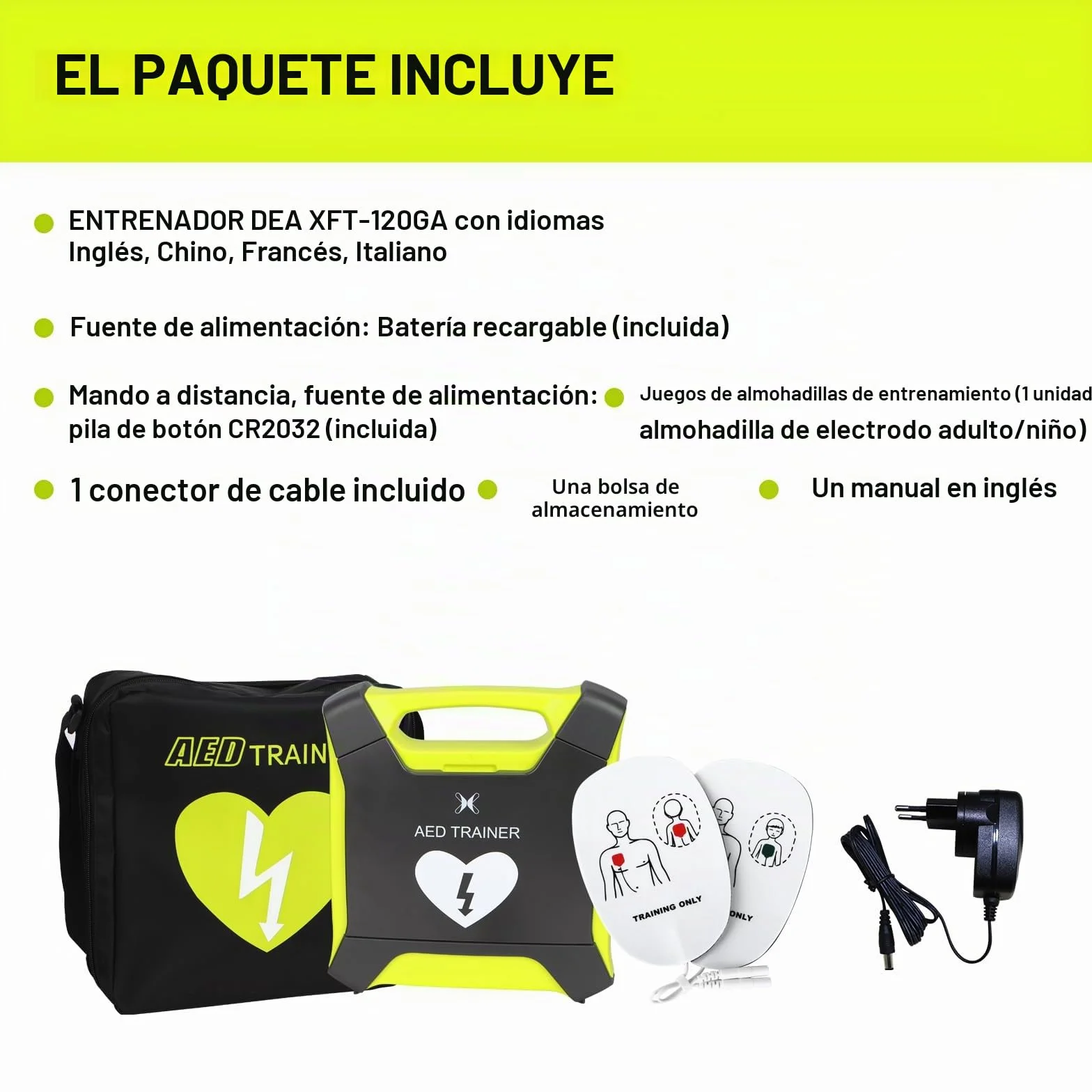 Desfibrilador Entrenamiento AED XFT 120GA Mando a Distancia 8 Escenarios