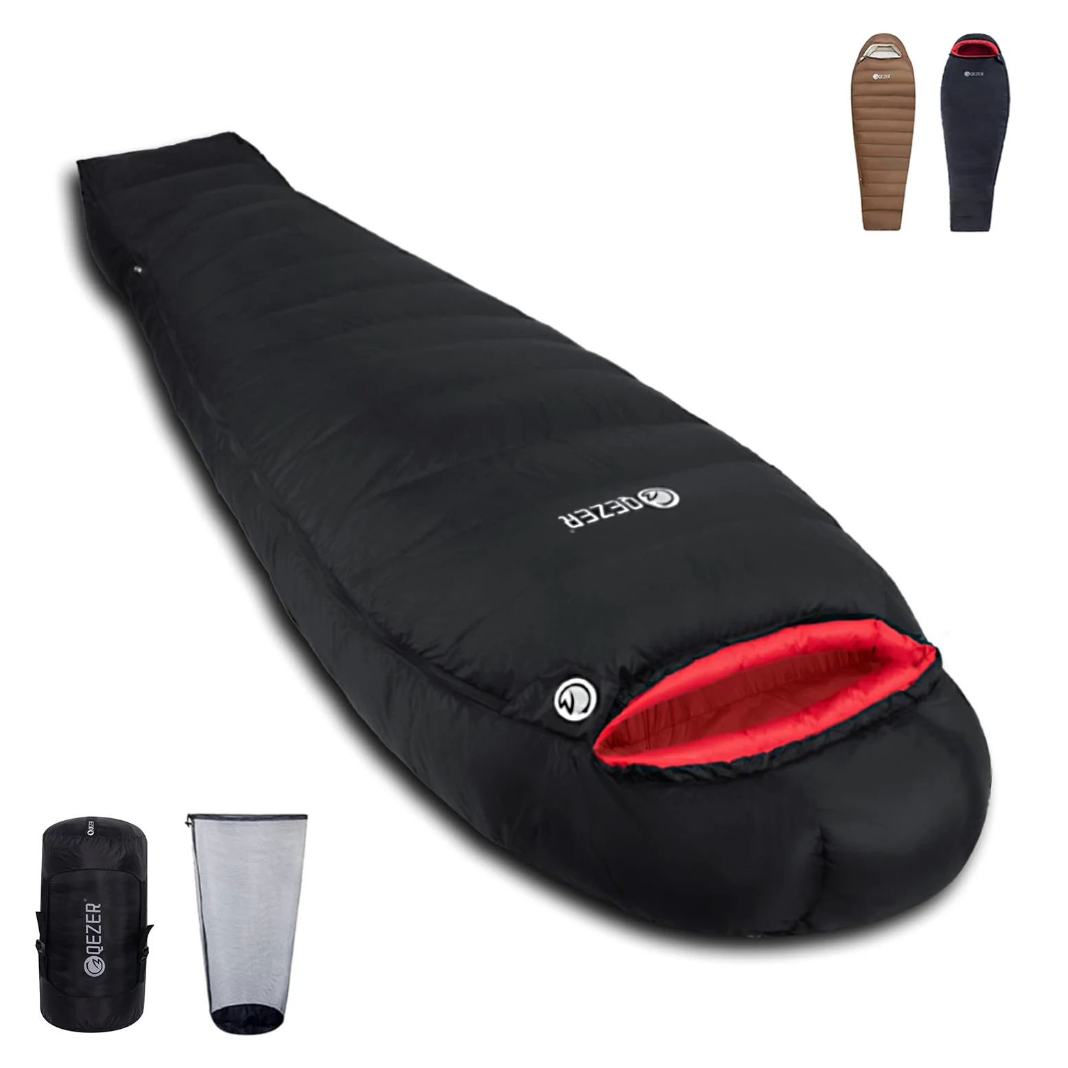 Saco de dormir de 0 grados, 1000 g | -17.8 °C--2.8 °C, relleno de 650 grados, uso en 4 estaciones, transporte compacto y ligero, camping, senderismo, mochilero