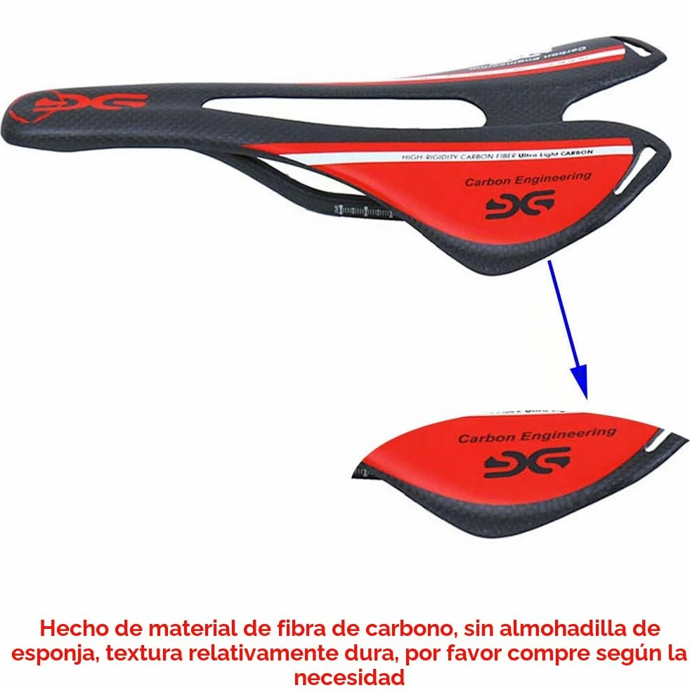 ESEN SP Sillín de Bicicleta de Carretera MTB de Fibra de Carbono Ultraligero Hueco Mate/Brillante 3k