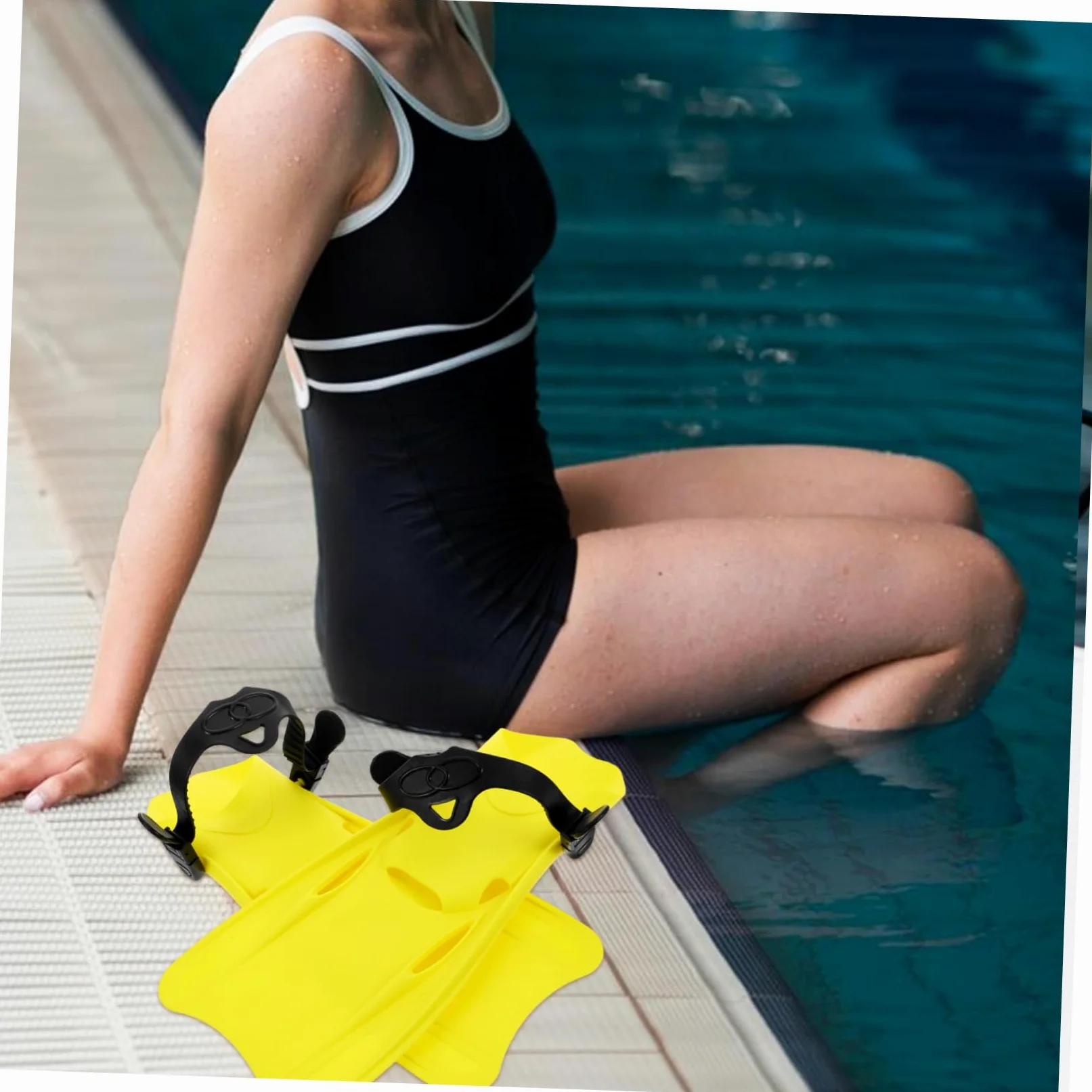 Aletas de Snorkel de Entrenamiento 1 Par, Amarillo TPR PP Ajustable | Fiesta Verano, Equipo de Buceo y Snorkel para Playa, Talla L 39-43, Experiencia de Natación Mejorada