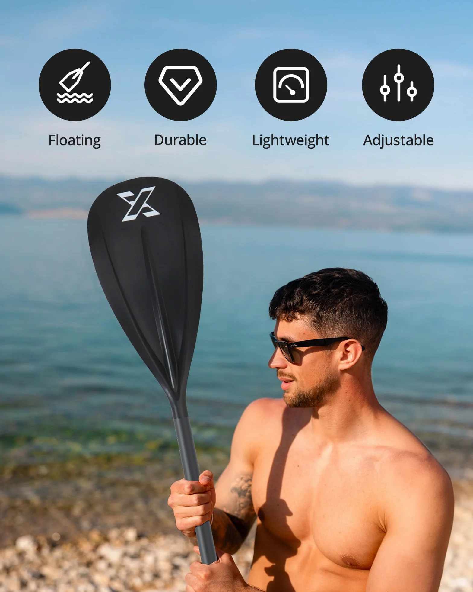 ZLX Remo Paddle Surf，Pala Surf Carbono de Aluminio Ajustable de 3 Piezas Hoja de Fibra de Vidrio Surfear, Flotar y Disfrutar de los Deportes acuáticos