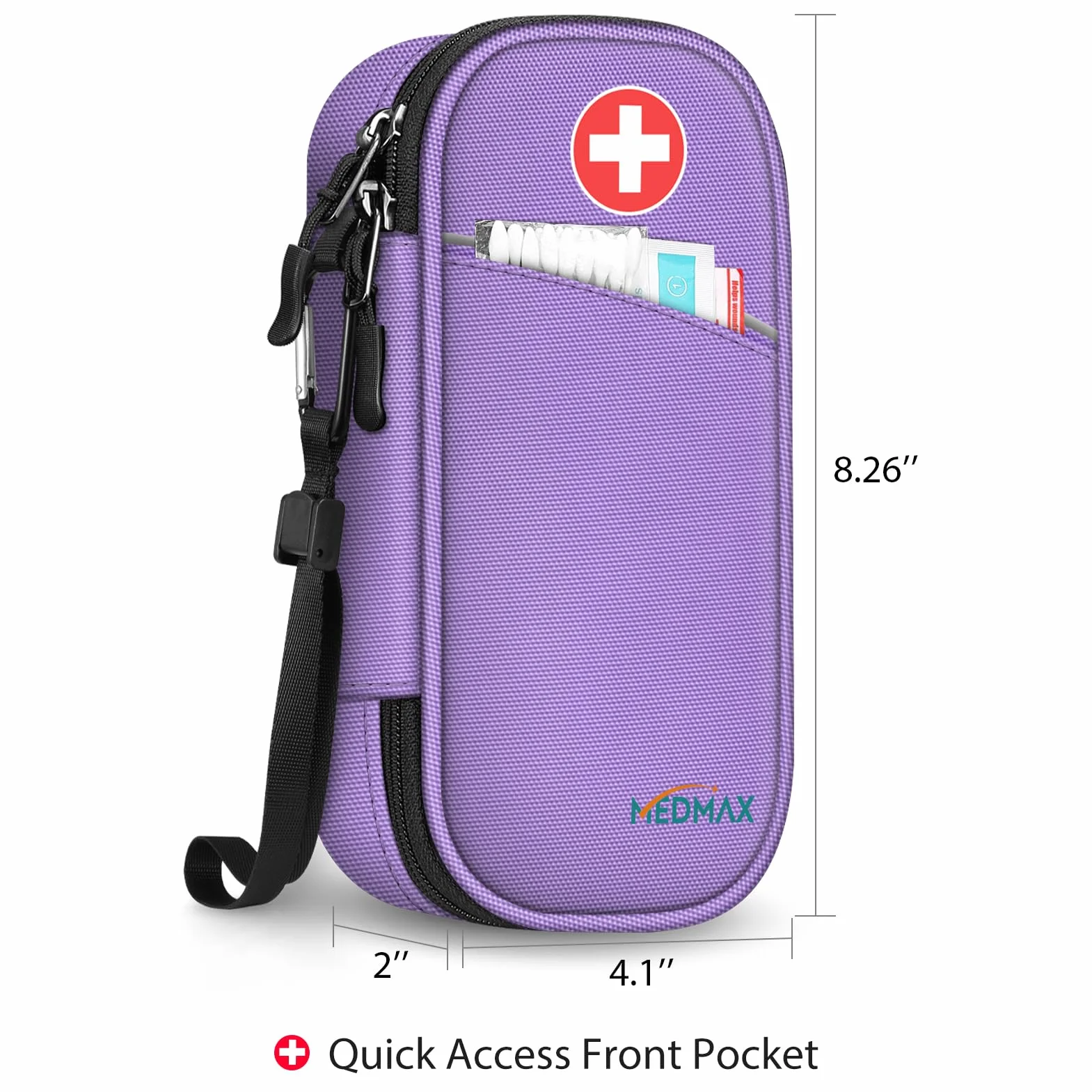 MEDMAX Enfriador Bolsa de Insulina 2 Paquetes de Hielo, Portátil Organizador de Medicamentos Aislado, Estuche para Bolígrafos de Insulina, Púrpura