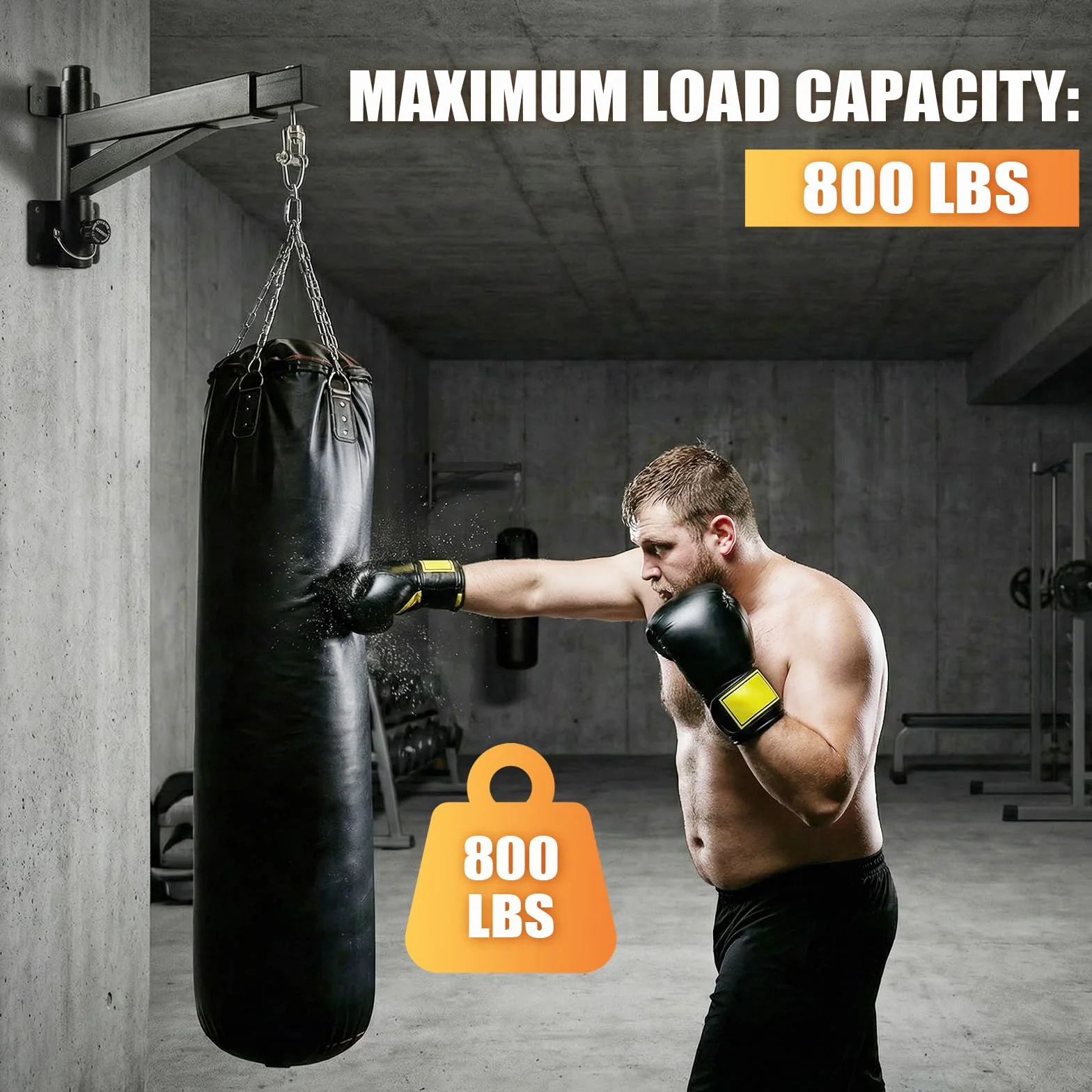Soporte Saco Boxeo, Longitud Ajustable (43-63cm), Rotación 180° para Plegable, para Gimnasio en Casa, Interior Y Exterior, Ejercicio de Boxeo