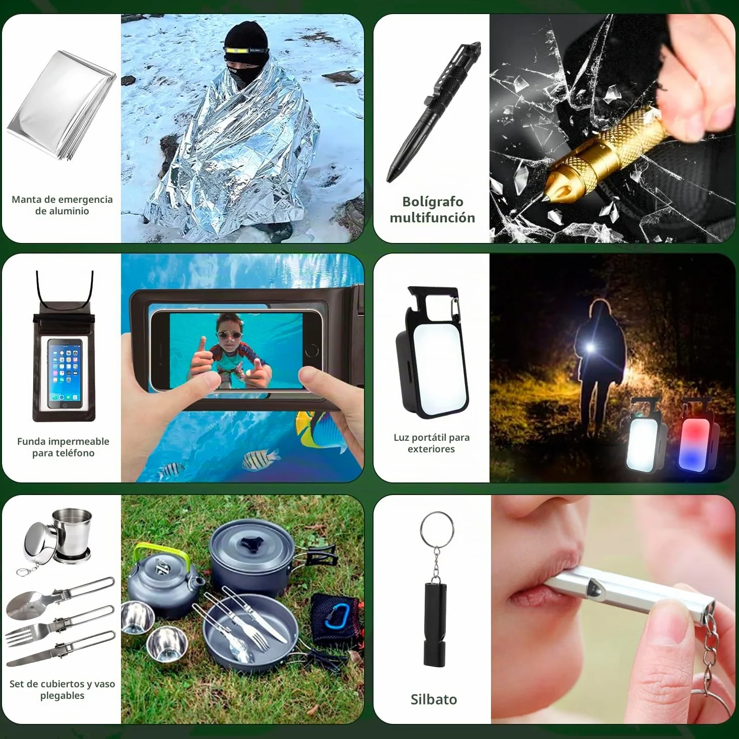 Calendario de Adviento 2025 Hombres, 24 PCS Kit de Herramientas de Supervivencia, Kit de Supervivencia para Acampada, Regalo Navidad Calendario Adviento para Adultos y Adolescentes