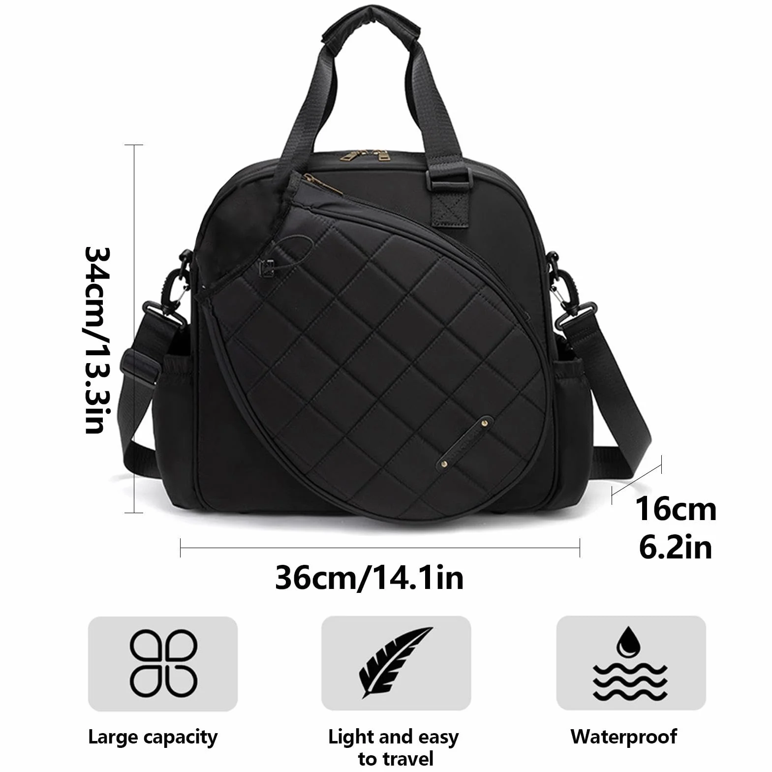 Bolsa para Raquetas de Tenis,Bolsas para Raquetas de Tenis para Hombres | Bolsa Cruzada de Tenis Impermeable | Bolsa portátil para Raqueta de Tenis, Bolsa de Tenis para Adultos para Raquetas