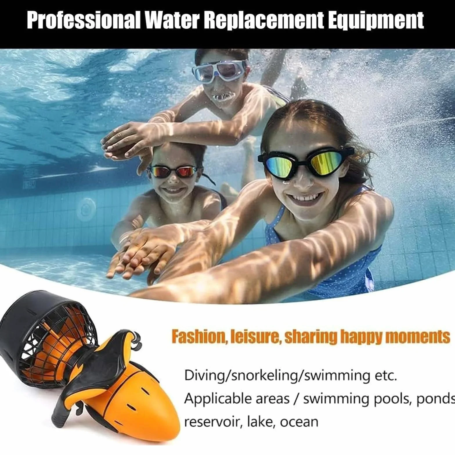 Scooter Submarino para el Mar, Potenciadores de Natación para Buceo, Potenciador de Scooter Submarino para Deportes Acuáticos, Piscina, Buceo y Esnórquel,2battery-500W