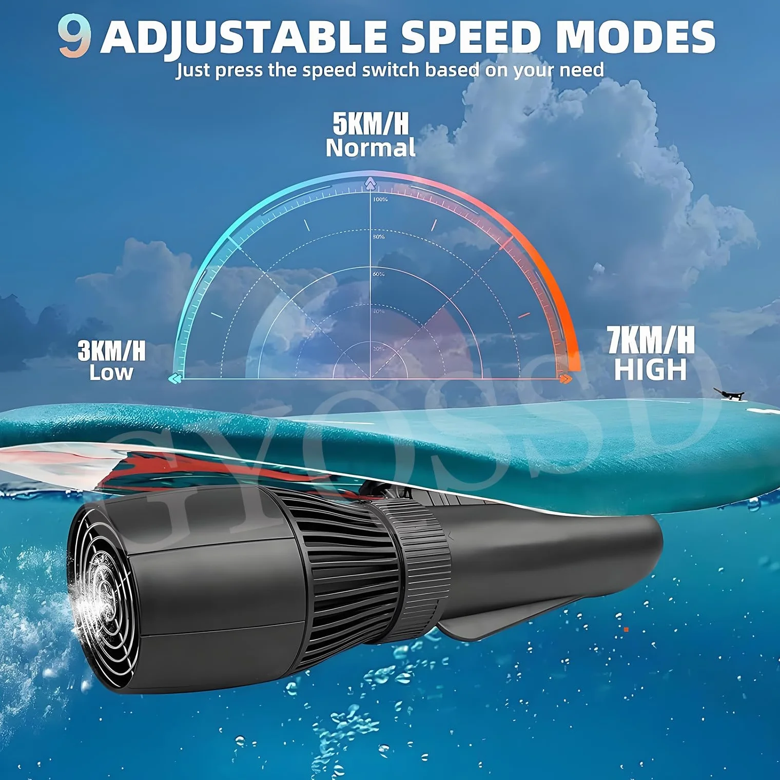 Scooter Submarino Eléctrico 500 W, 50 Minutos De Buceo, Potenciadores De Natación, Accesorios Para Tabla De Paddle Surf De 10 Km/H, Motor Para Tabla De Surf Eléctrica, Velocidad Ajustable,10000mAh