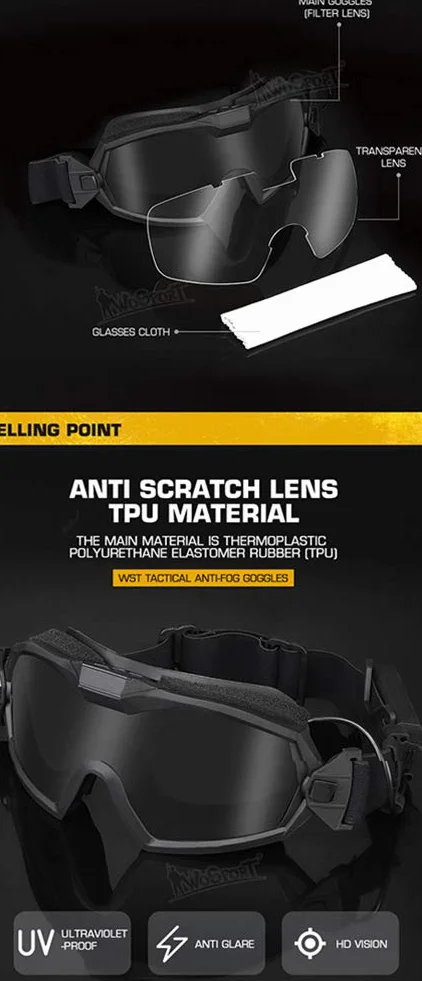 WLXW Gafas Tácticas A Prueba de Niebla con Ventilador Para Aire Libre Airsoft Paintball Deporte Militar Caza Y Tiro Gafas de Seguridad Esquí Snowboard Bicicleta Deportes