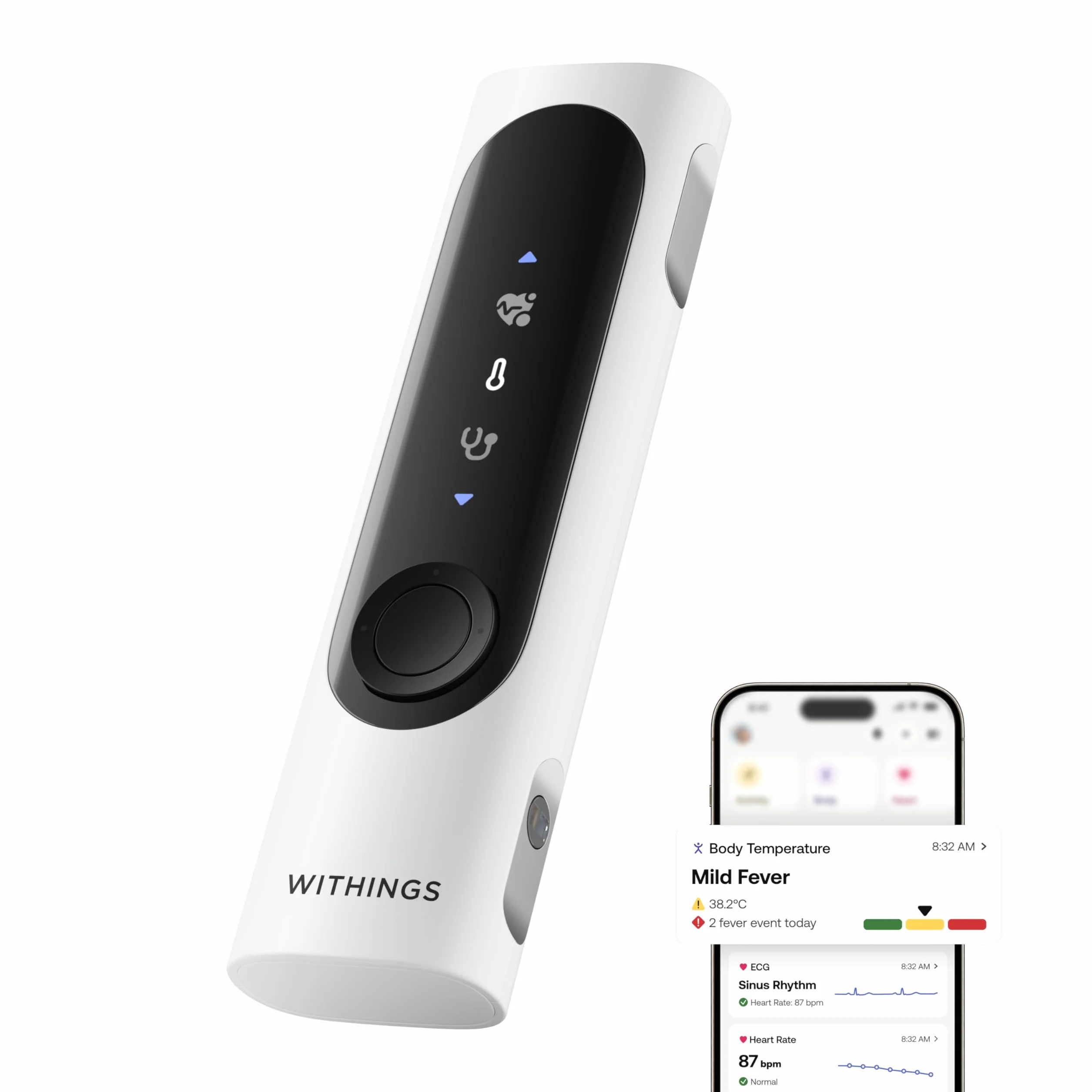 WITHINGS BeamO Termómetro Digital Inteligente sin Contacto MultiScan 4 en 1 Monitor ECG Oxímetro de Pulso Estetoscopio Digital
