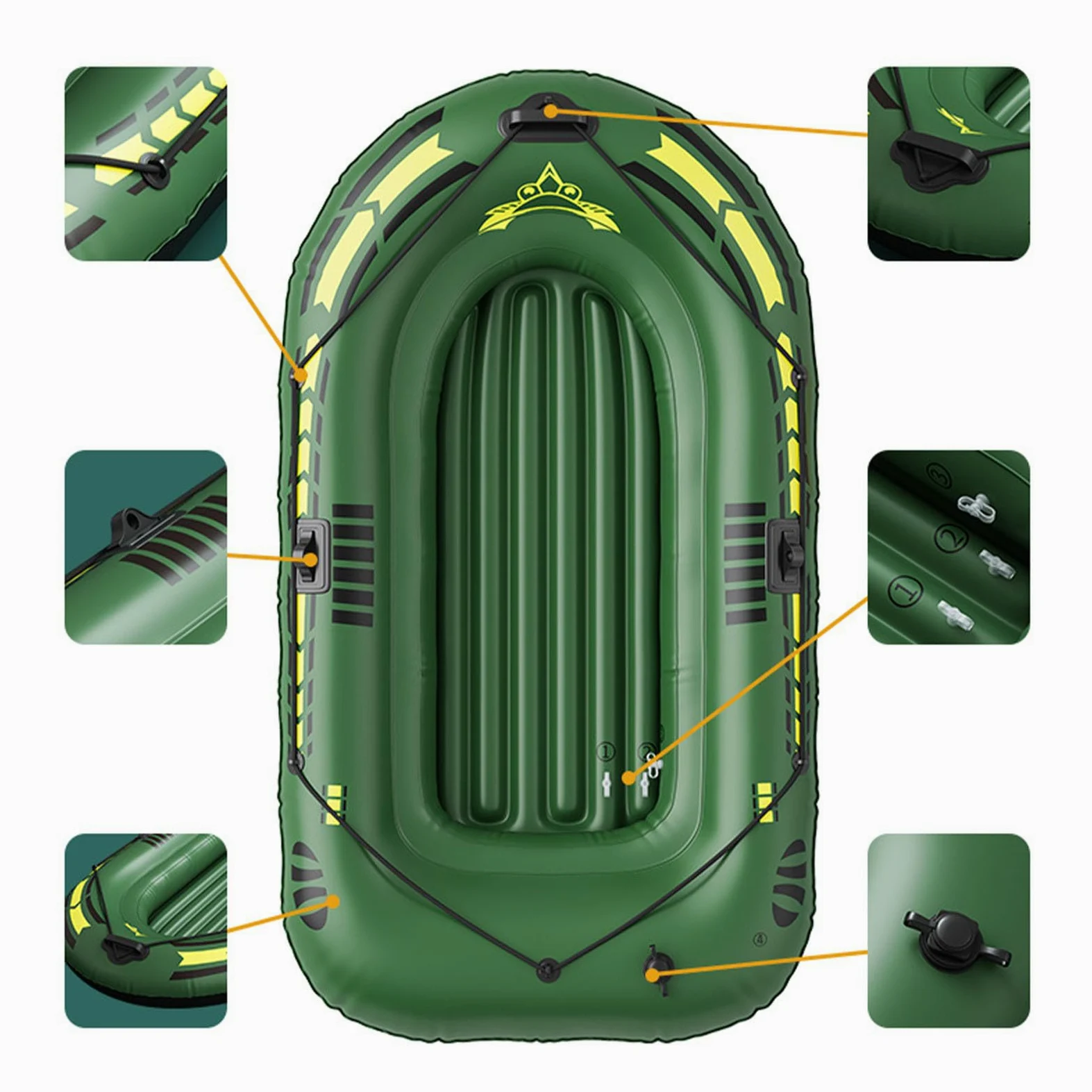 Barcos inflables para Adultos: Kayak de de 6,30 x 3,71 x 1,31 Pulgadas | balsa portátil, canoa flotante duradera y fácil de usar | Kit de botes inflables con bomba de remo para lago río al aire