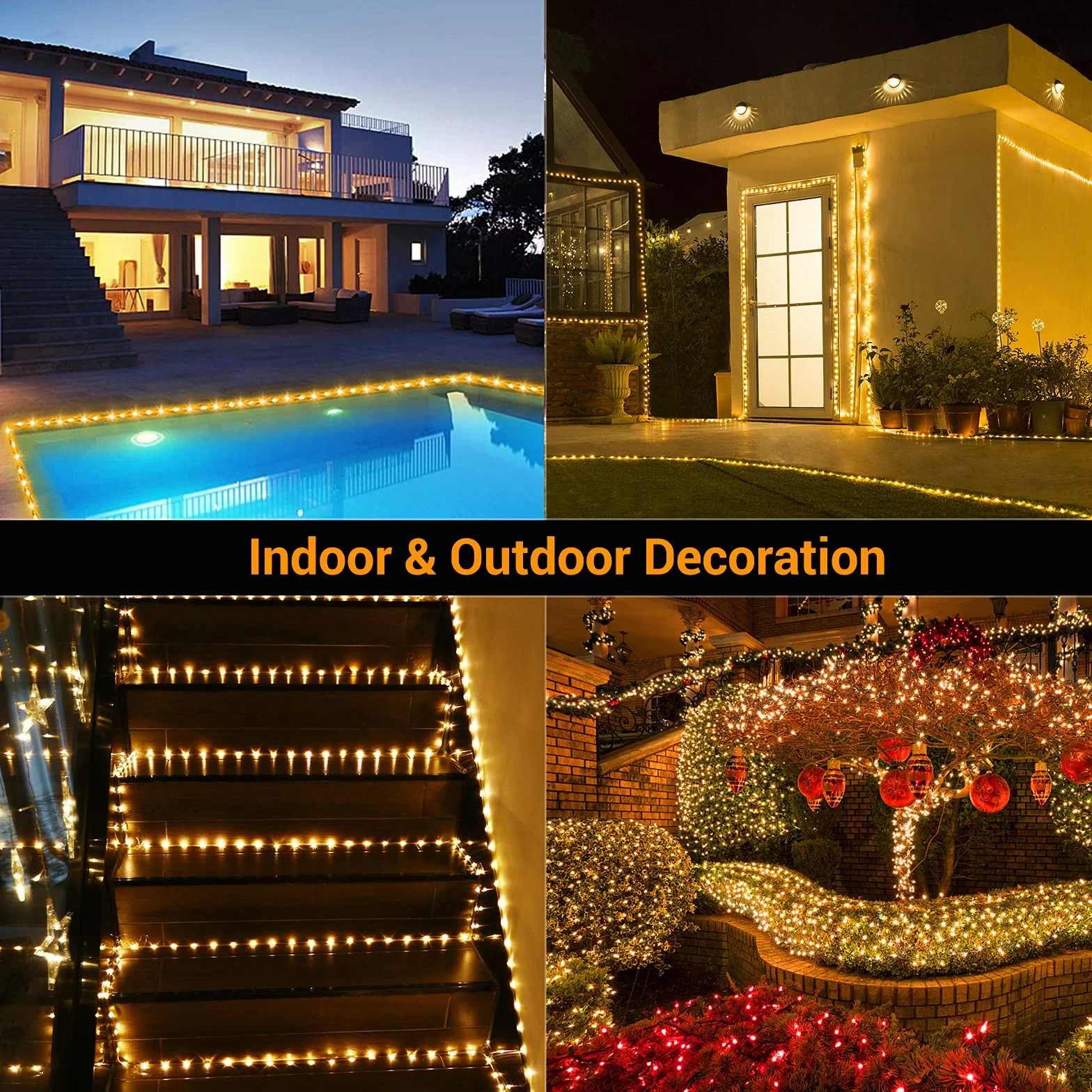 GlobaLink Tubo LED Navidad Exterior 1000LEDs 50M IP44 Impermeable Tira Luces PVC Blanco Cálido