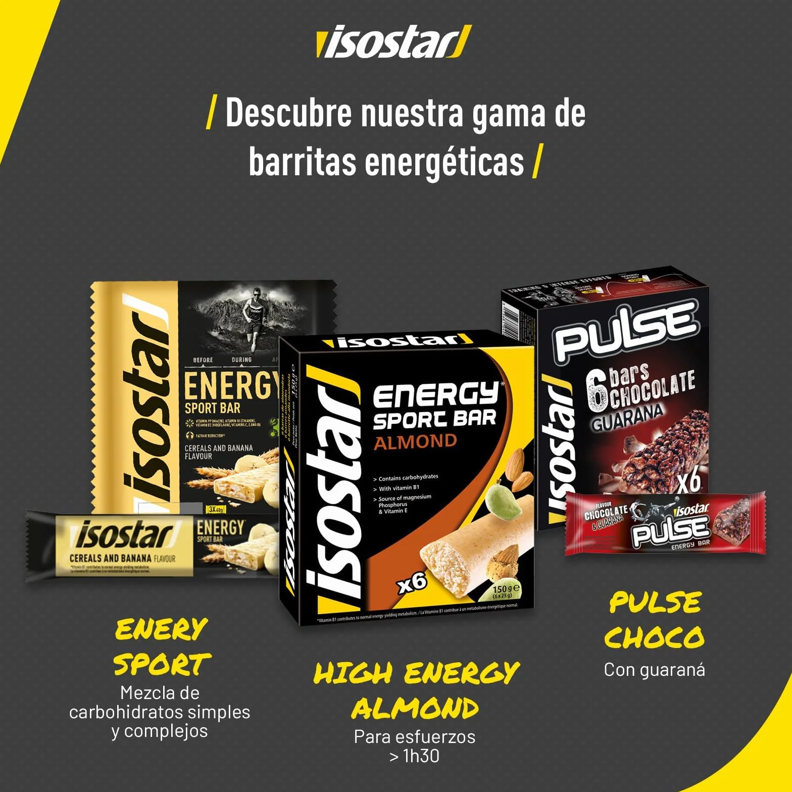 Isostar Pulse Barritas Avellana Chocolate Energéticas 6x23g