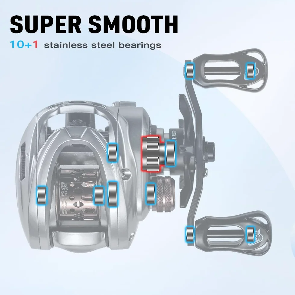 HICC50 136 g Ultralight Baitcaster Reels BFS Reel Baitcasting Fishing 7.1/8.1 Gear Ratio 11+1BB 4KG Power Baitcaster Full Carbon High Compact
