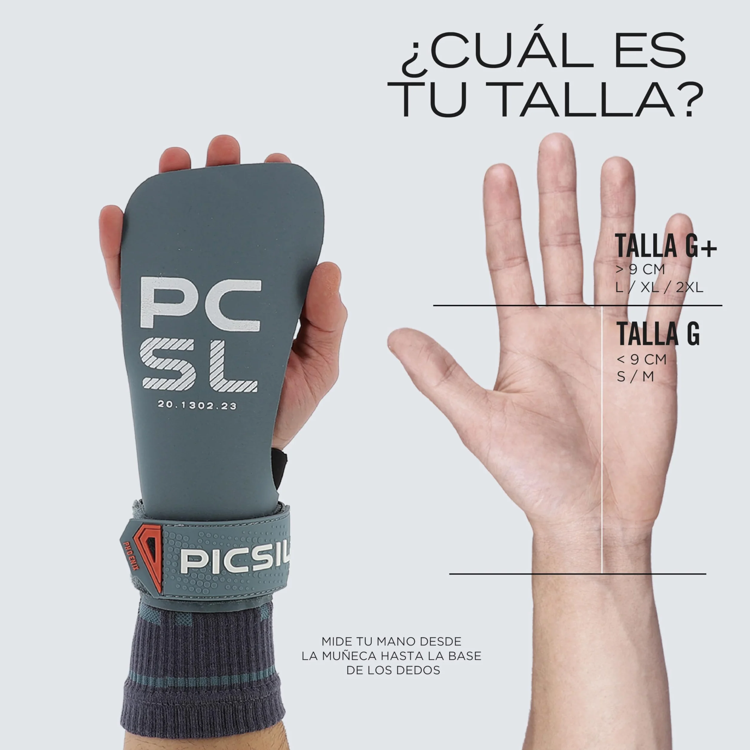 PICSIL Calleras Phoenix + Muñequeras + Bolsa, Uso Sin Magnesio, Agarre en Todas Superficies y Cualquier Tipo de Barra, Diseñadas para Todos los Atletas (Aqua, G+)