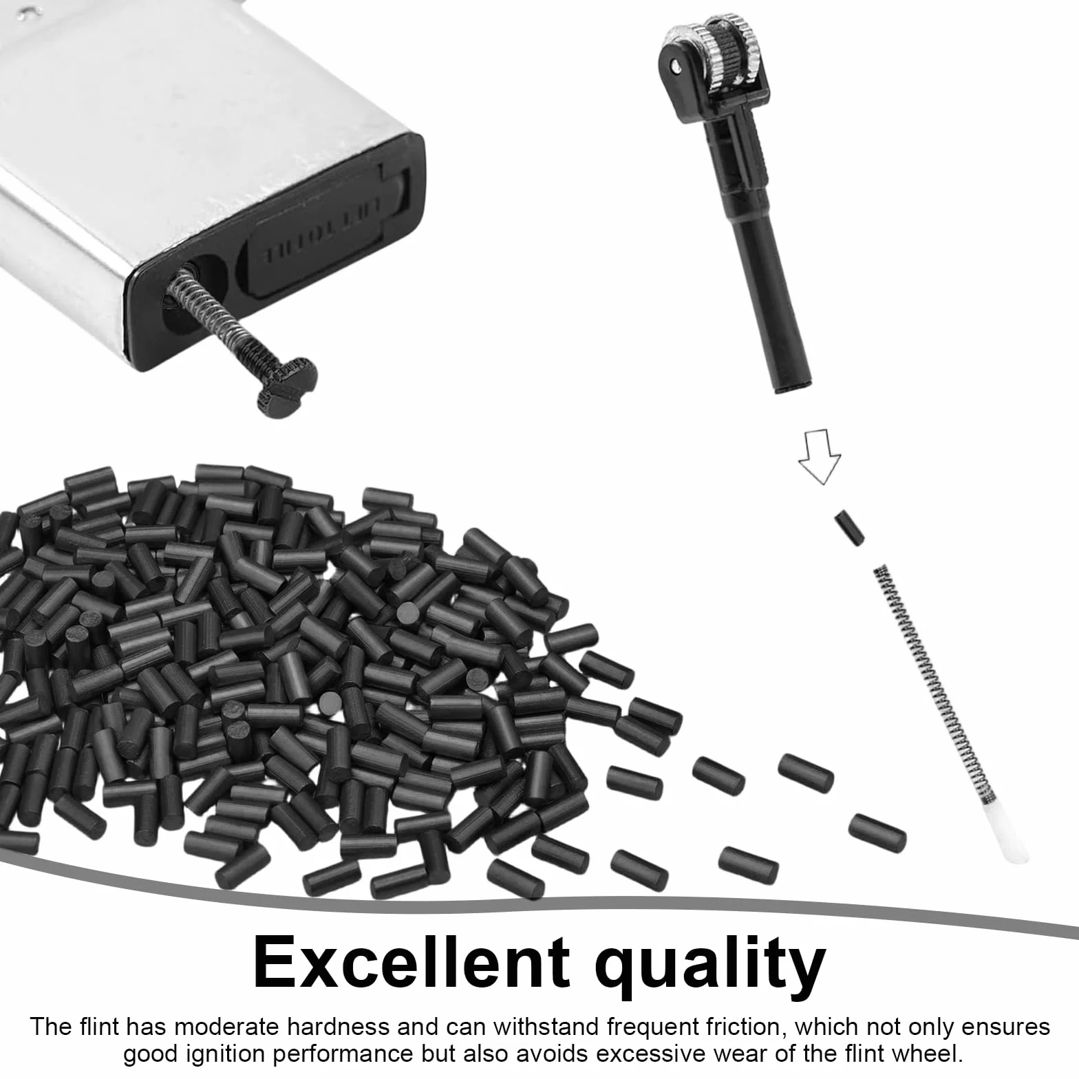 600 Piezas Pedernal Mechero 2,2 mm Universales para Encendedores Zippo Clipper Negro