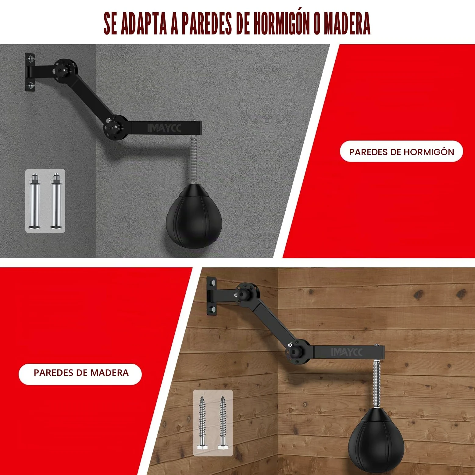 IMAYCC Speed Punchingball, soporte de pared para saco de boxeo, altura ajustable y plegable, pera de boxeo, saco de boxeo colgante para niños, adolescentes y adultos, para entrenamiento en el gimnasio