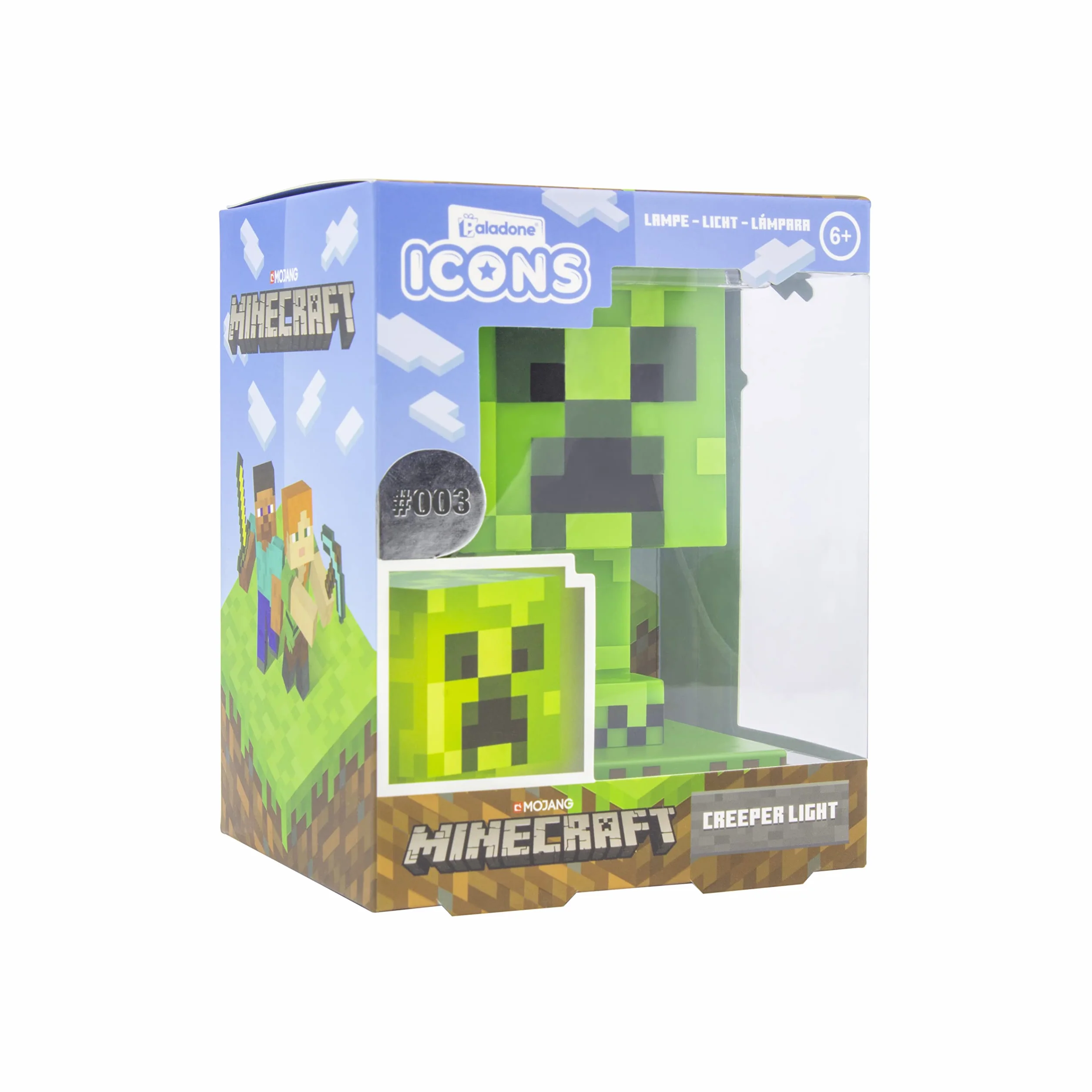 Lámpara Creeper Minecraft Oficial 12 cm Luz Nocturna a Pilas Decoración Gamers