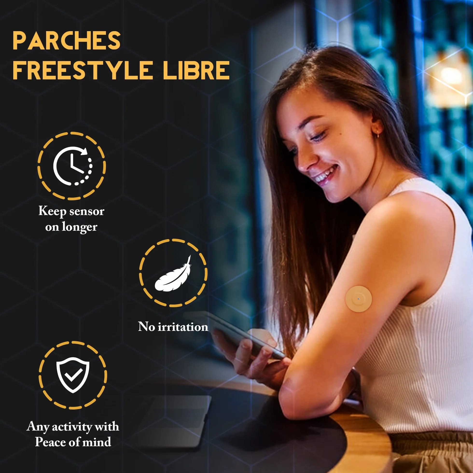 Parches Protectores Sensores Freestyle Libre Traspirables Resistente al Agua con Orificio
