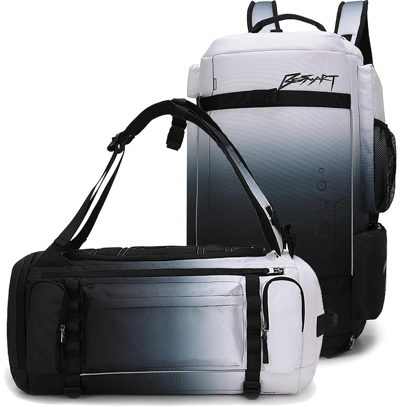 BE SMART - Mochila de gimnasio extragrande de 50 L para hombre, bolsa de gimnasio grande con compartimento para zapatos, bolsas de lona resistentes al agua, Gardient Black, XL, Mochila de lona para
