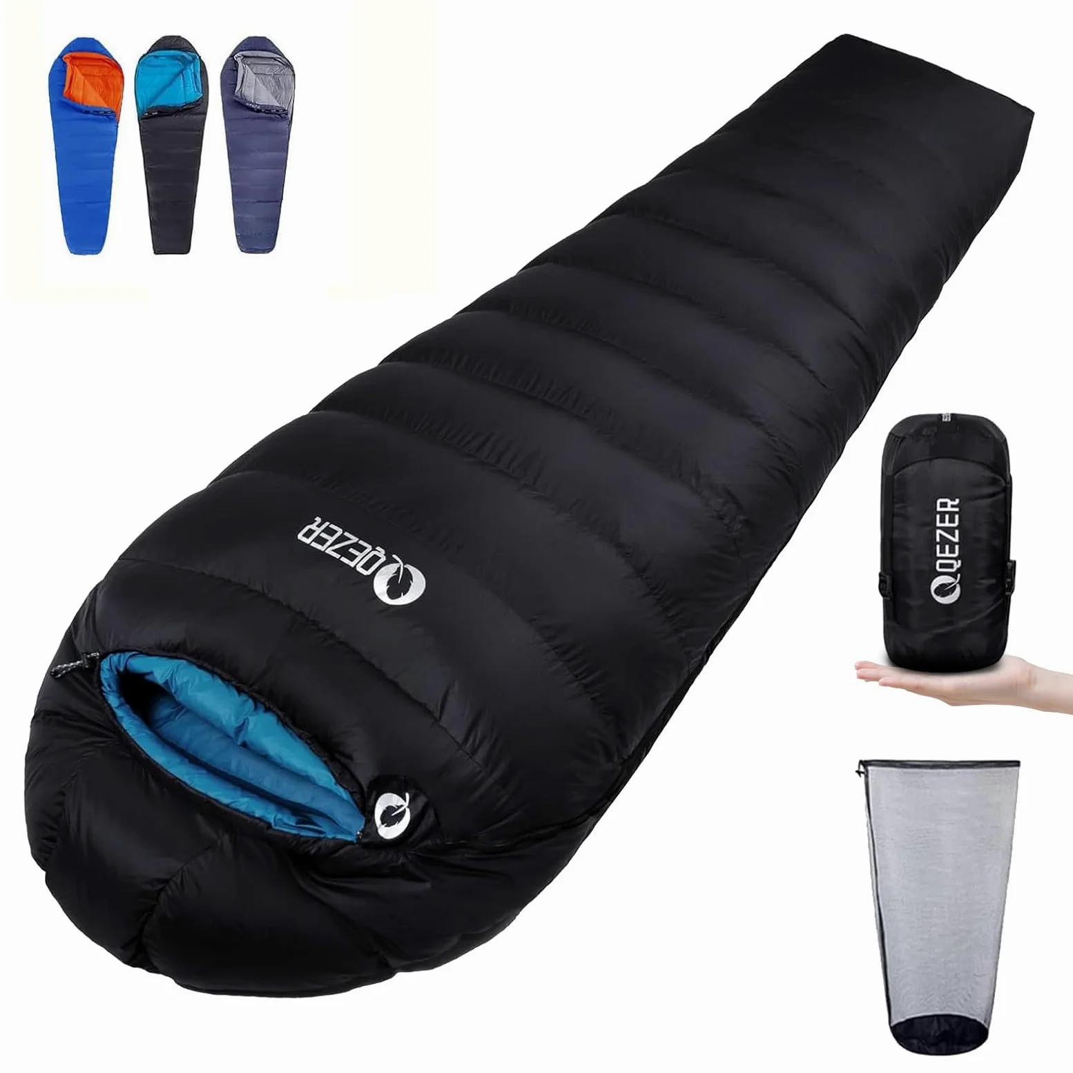 Saco de dormir de plumón para adultos, saco de dormir de 0 grados con relleno de 620 grados, ultraligero, saco de dormir para mochileros