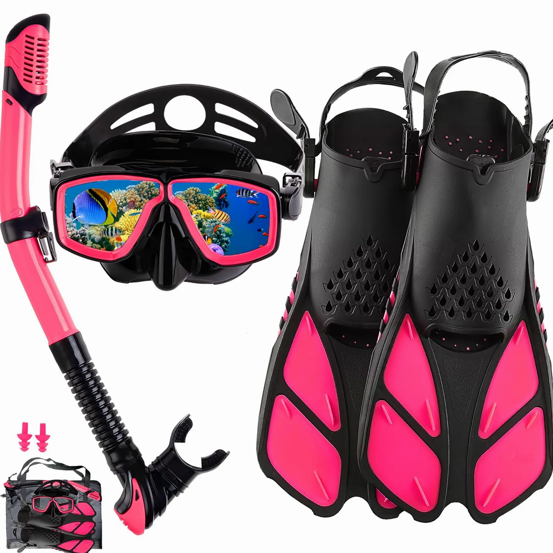 Equipo de esnórquel para adultos con aletas, equipo de buceo profesional para adultos, juegos de esnórquel de viaje con aletas, máscara de buceo antivaho y antifugas