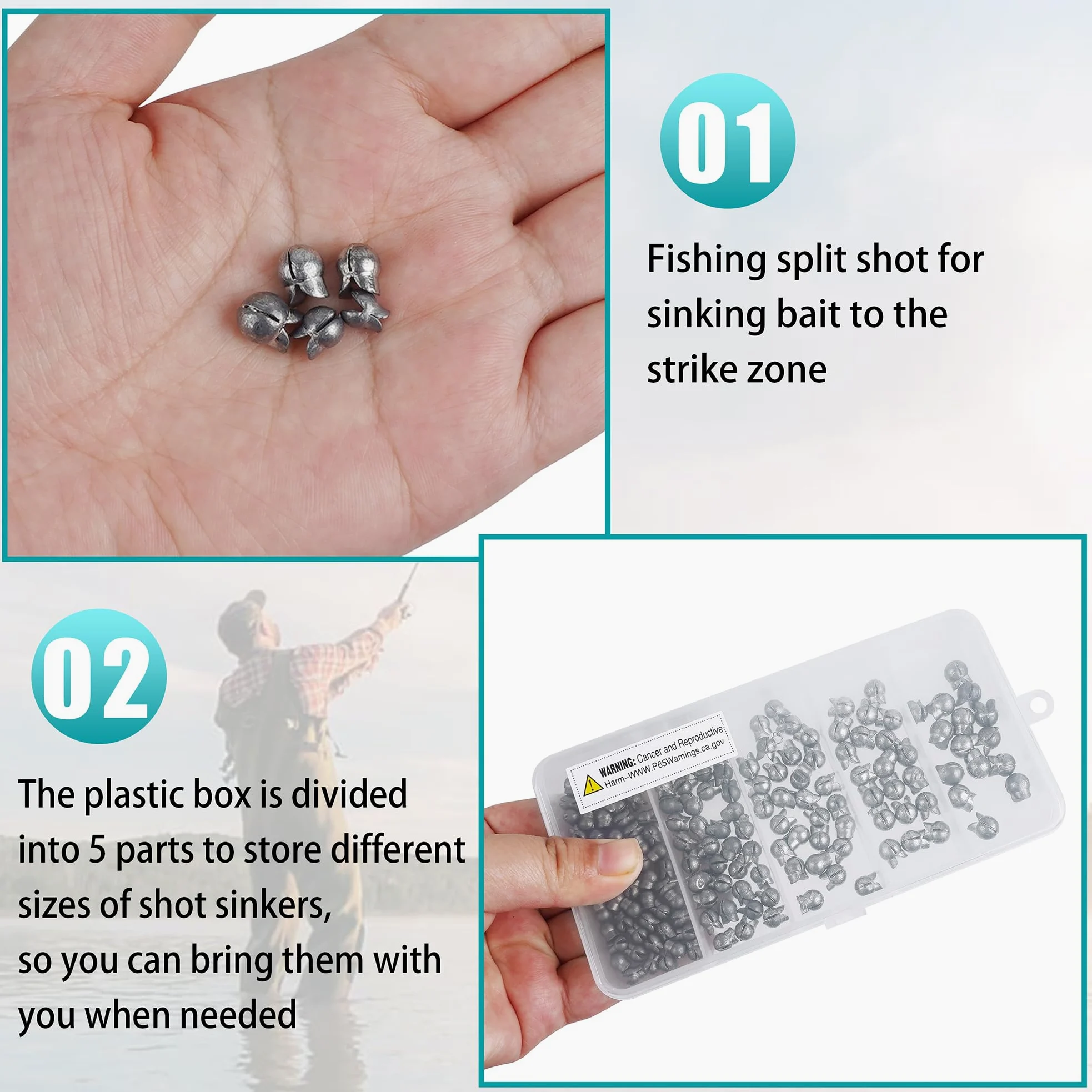 Paquete de 100 plomos de pesca extraíbles con caja de aparejos, plomos redondos para pesca de huevos, peso de plomo, peso de clip, pesca de lubina en agua dulce (3 g, 100 paquetes)