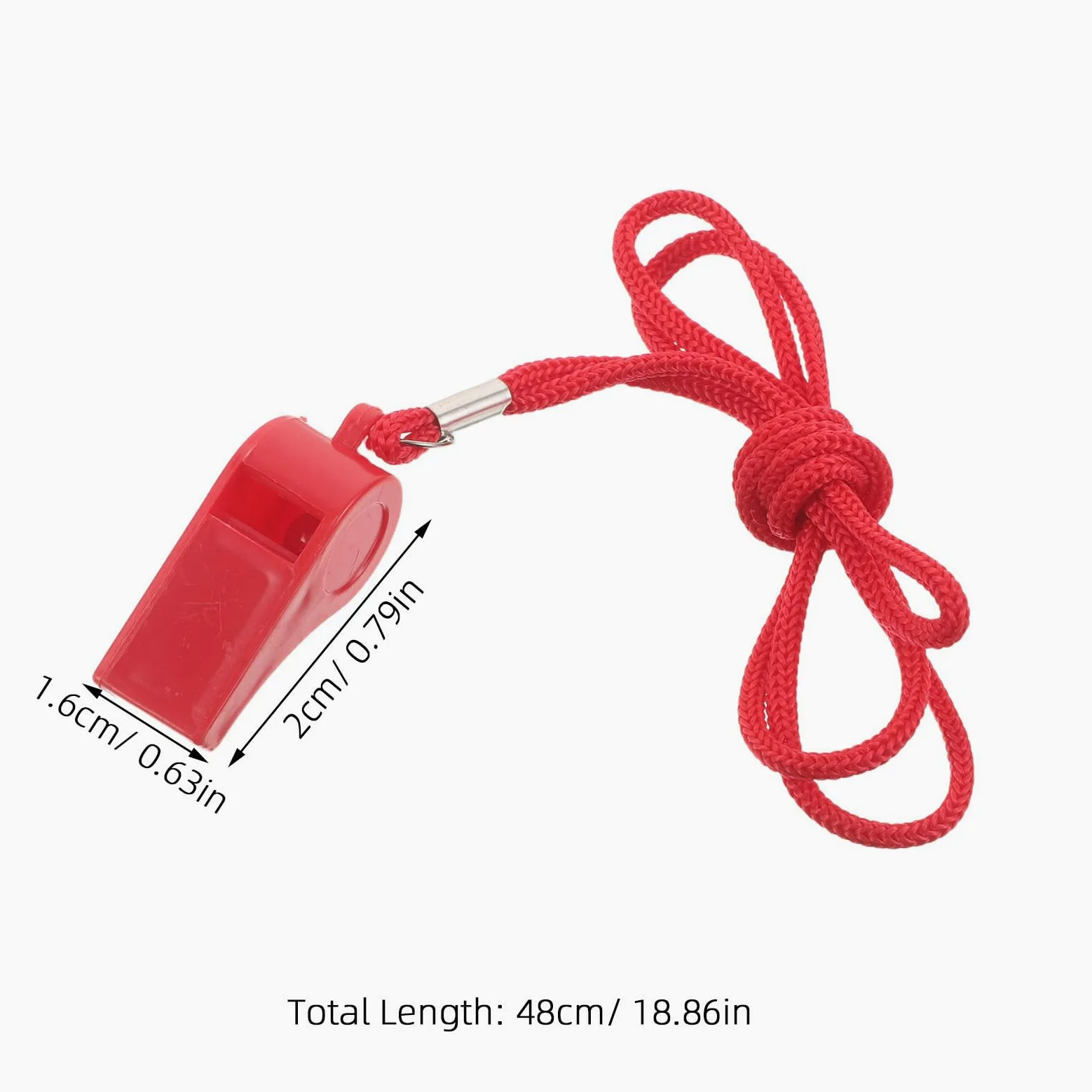 COHEALI 50 Unidades Silbato de Salvamento Profesional con Cordón Rojo, Diseño Seguro de Sujeción, Material Plástico y Poliéster, Multifuncional para Deportes al Aire Libre y Seguridad