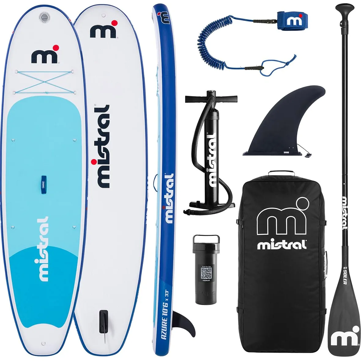 Mistral© Juego de tabla de SUP Azure 10'6, inflable, para niños y adultos, principiantes y avanzados