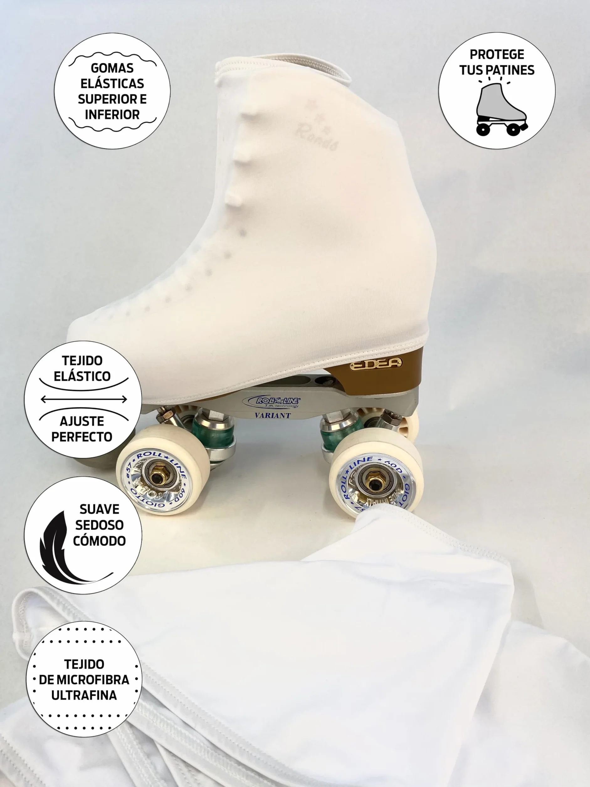 Genérico CRLSPORT Cubre patín para niña y Mujer, Funda PatinSkate, Professional Skating, Patinaje Hielo,artístico o en línea. 180 Densidad. Talla Universal Adulto y niños. Color Blanco.