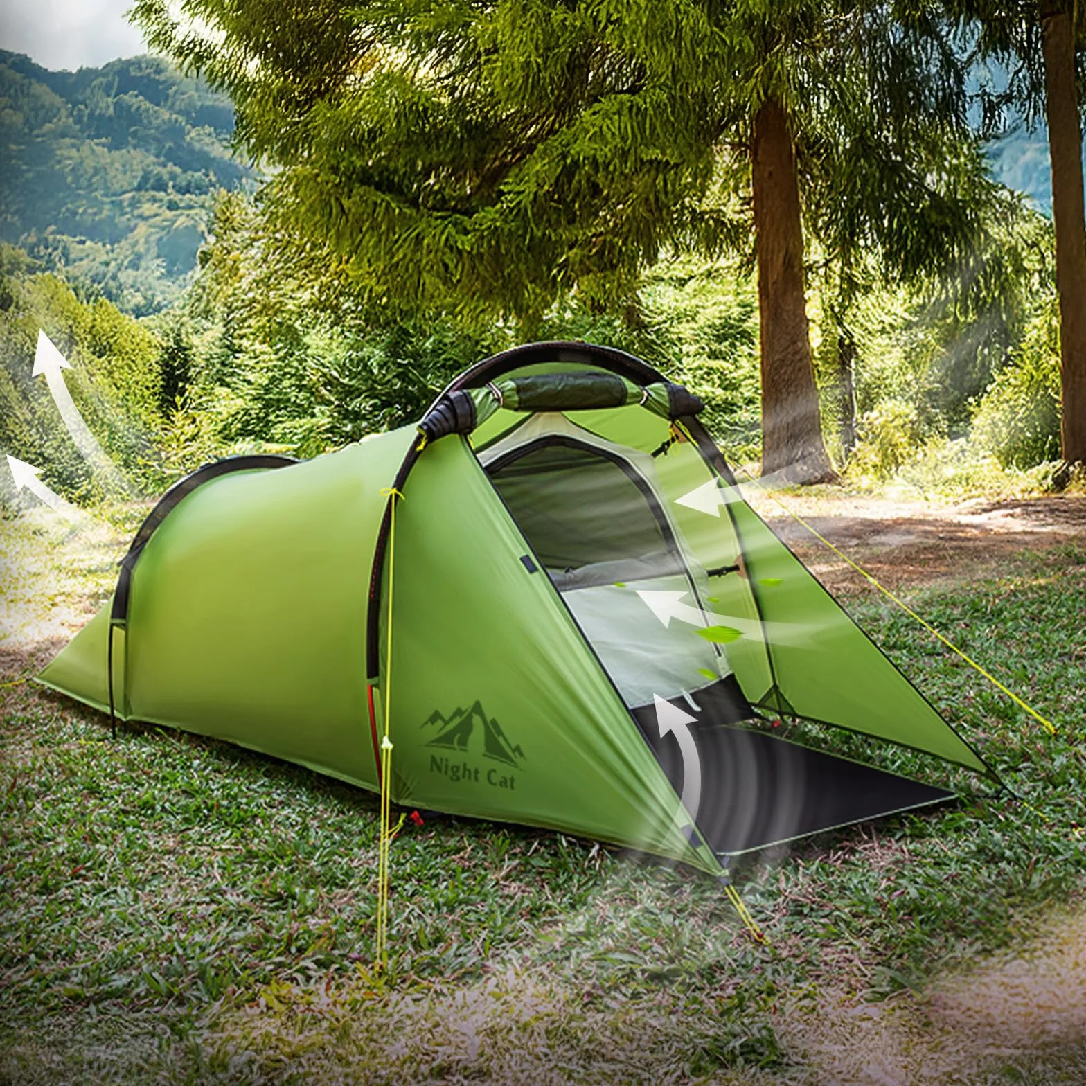 Night Cat Tiendas de Túnel 1 2 Personas: Ultraligero 1.5kg Impermeable Profesional Tiendas Camping Trekking