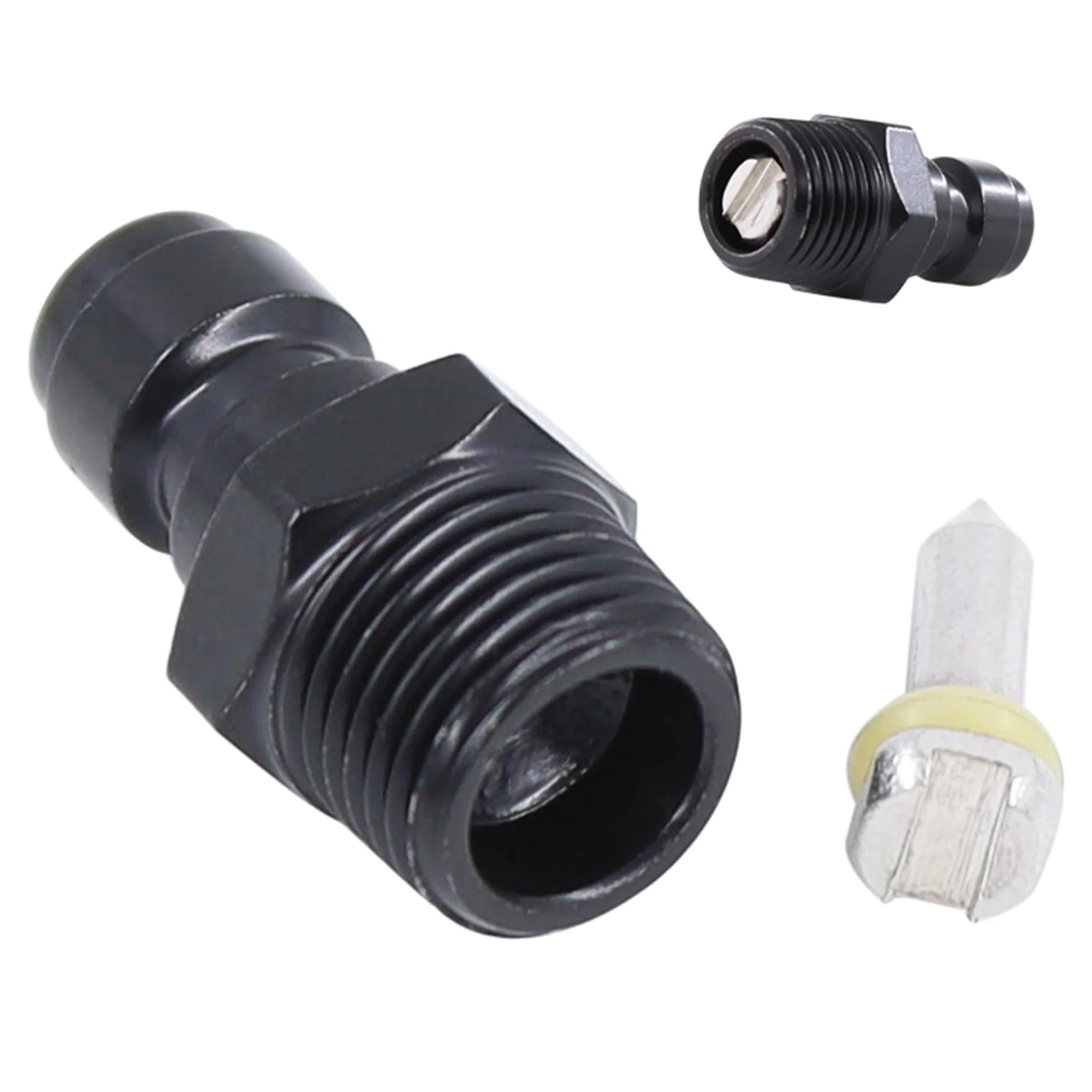 2 adaptadores de rosca macho NPT de 1/8 pulgadas, enchufe de desconexión rápida de 8 mm, accesorios de adaptador Foster PCP Airsoft, cobre chapado en zinc negro