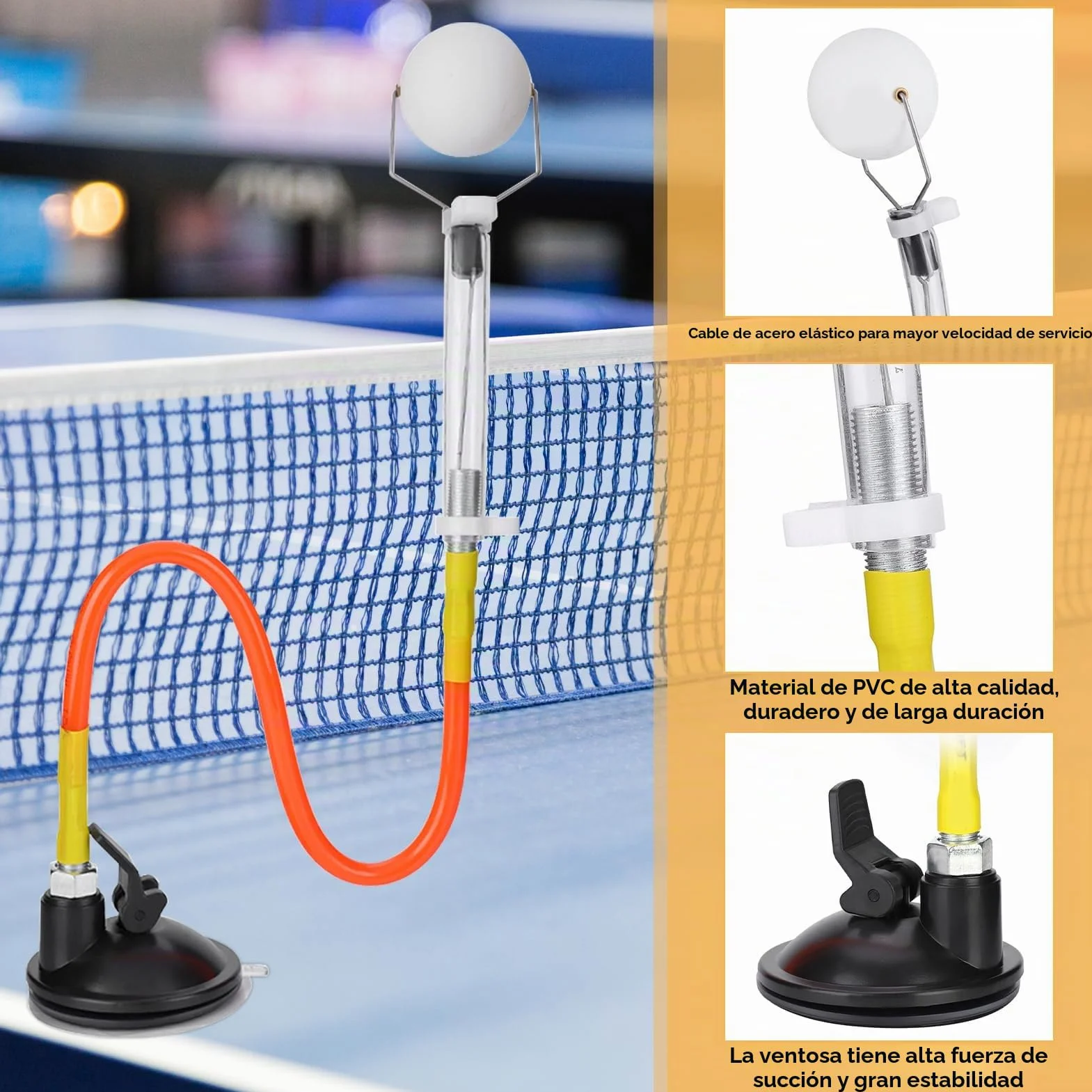 Entrenador De Tenis De Mesa, Dispositivo De Entrenamiento De Ping Pong De PVC Entrenador De Tenis De Mesa Ajustable Equipo De Pelotas De Ping Pong Entrenamiento Con Ventosa Para Jugador Tenis Mesa
