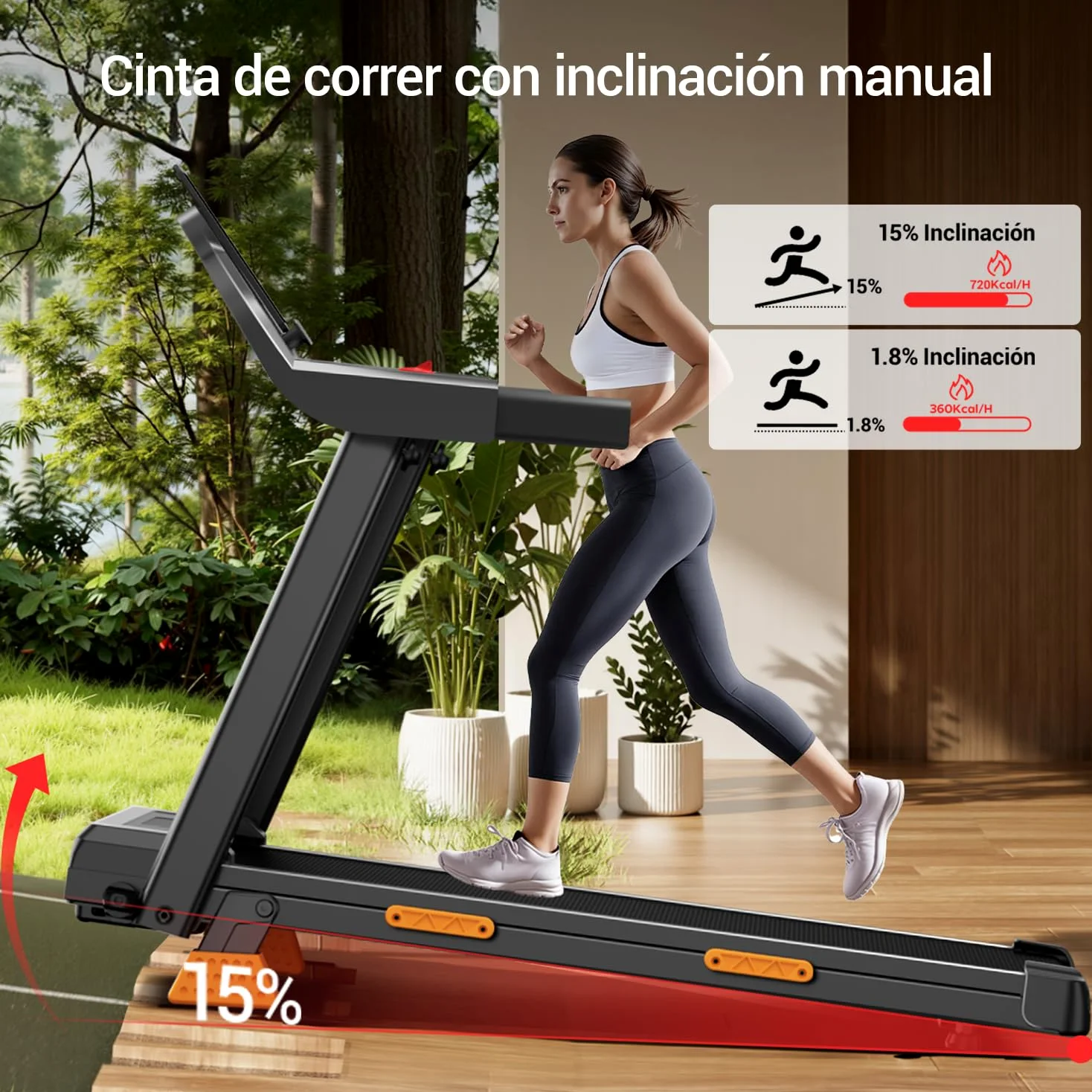 CURSOR Cinta de Correr Plegable con Inclinación, Cinta de Andar Plegable,Caminadora Electrica para Casa Equipado con un Motor de 3,0 CV y Pantalla LED,Máximo 136KG