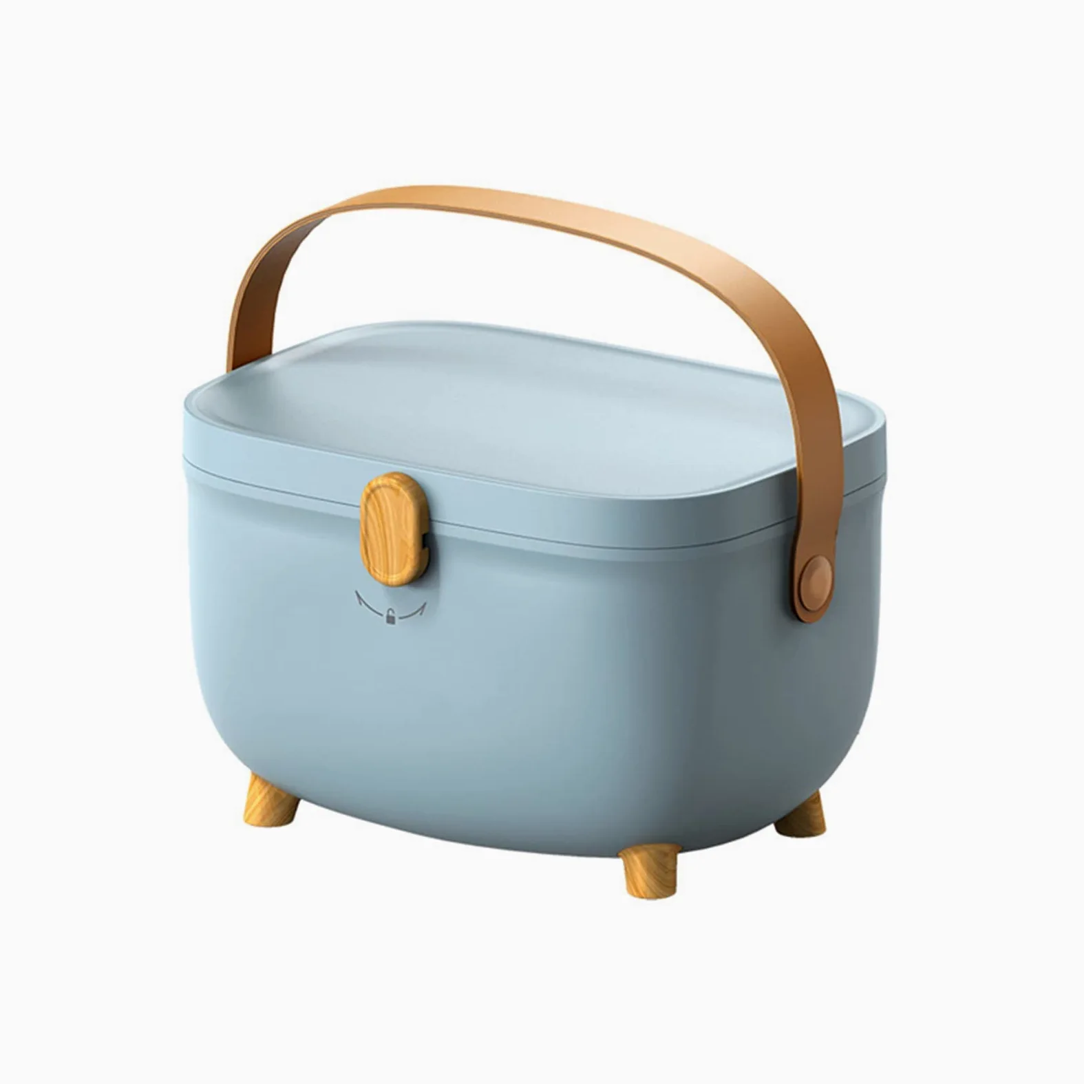 Caja giratoria de 360° de doble capa con cerradura y asa, kit de primeros auxilios portátil Sto Solut (azul)