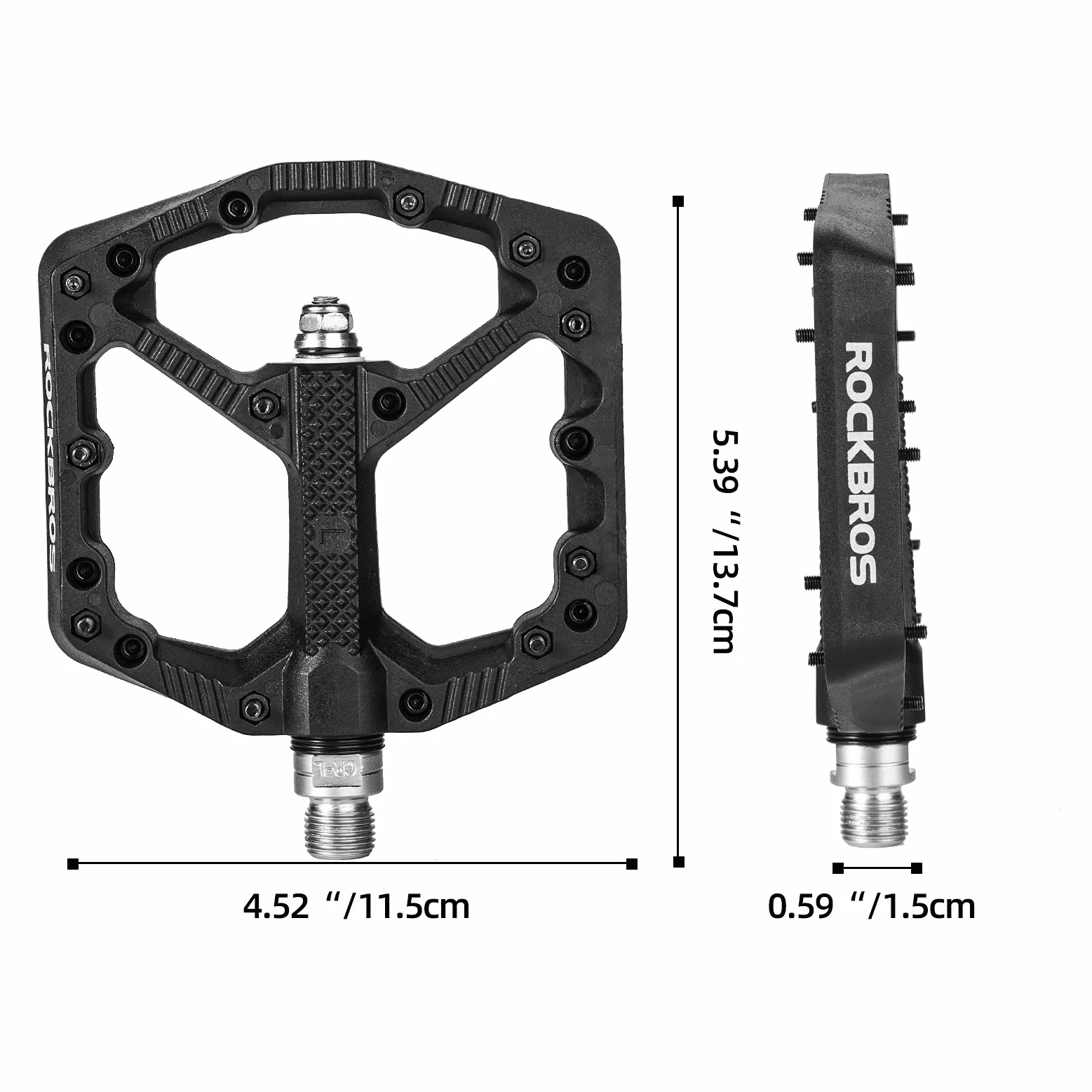 ROCKBROS Pedales de Bicicleta de Nylon, Gran Plataforma Antideslizante, para MTB Bicicleta Carretera BMX, 9/16 Pulgadas