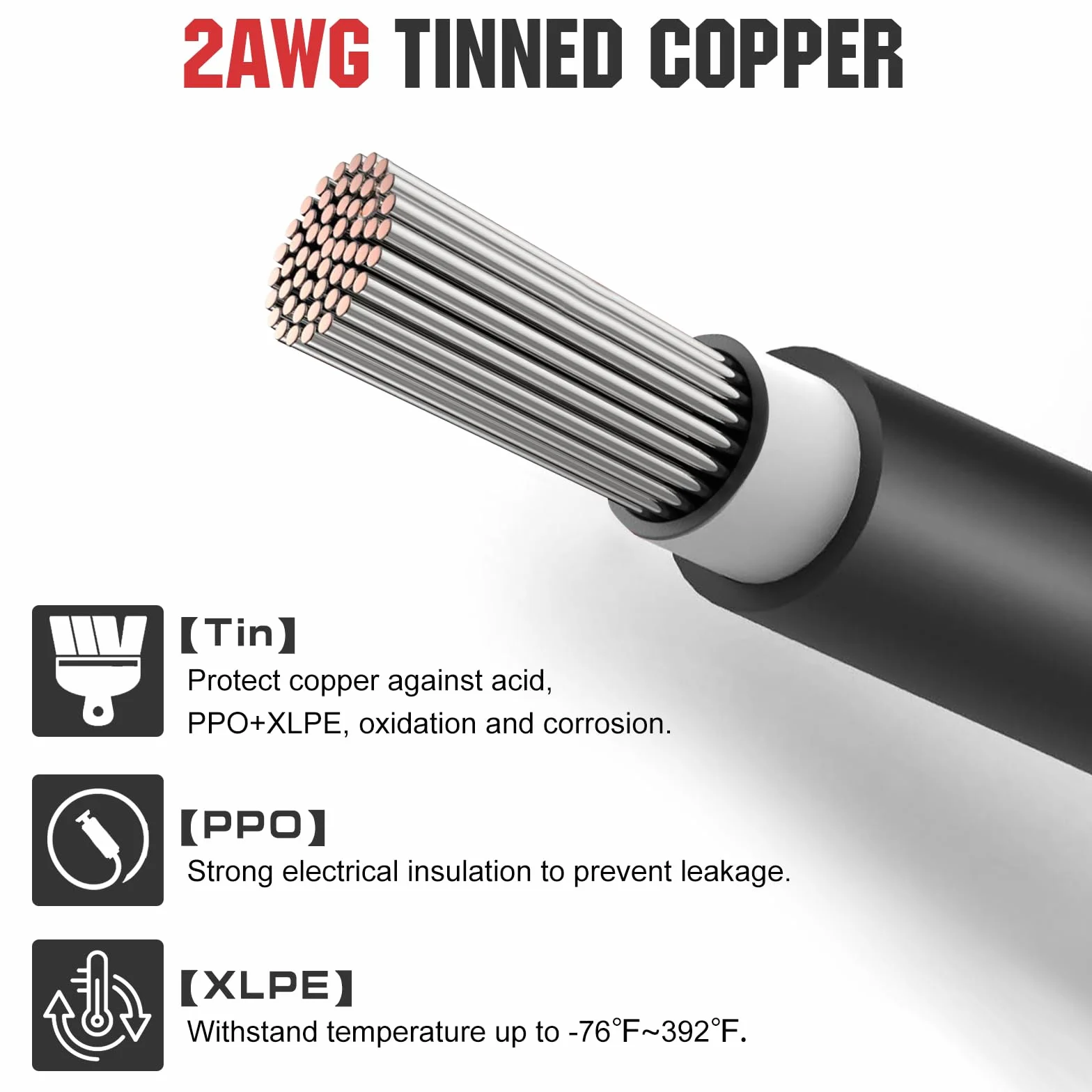 ECO-WORTHY Super 35 Cable de Batería Plana para Coche
