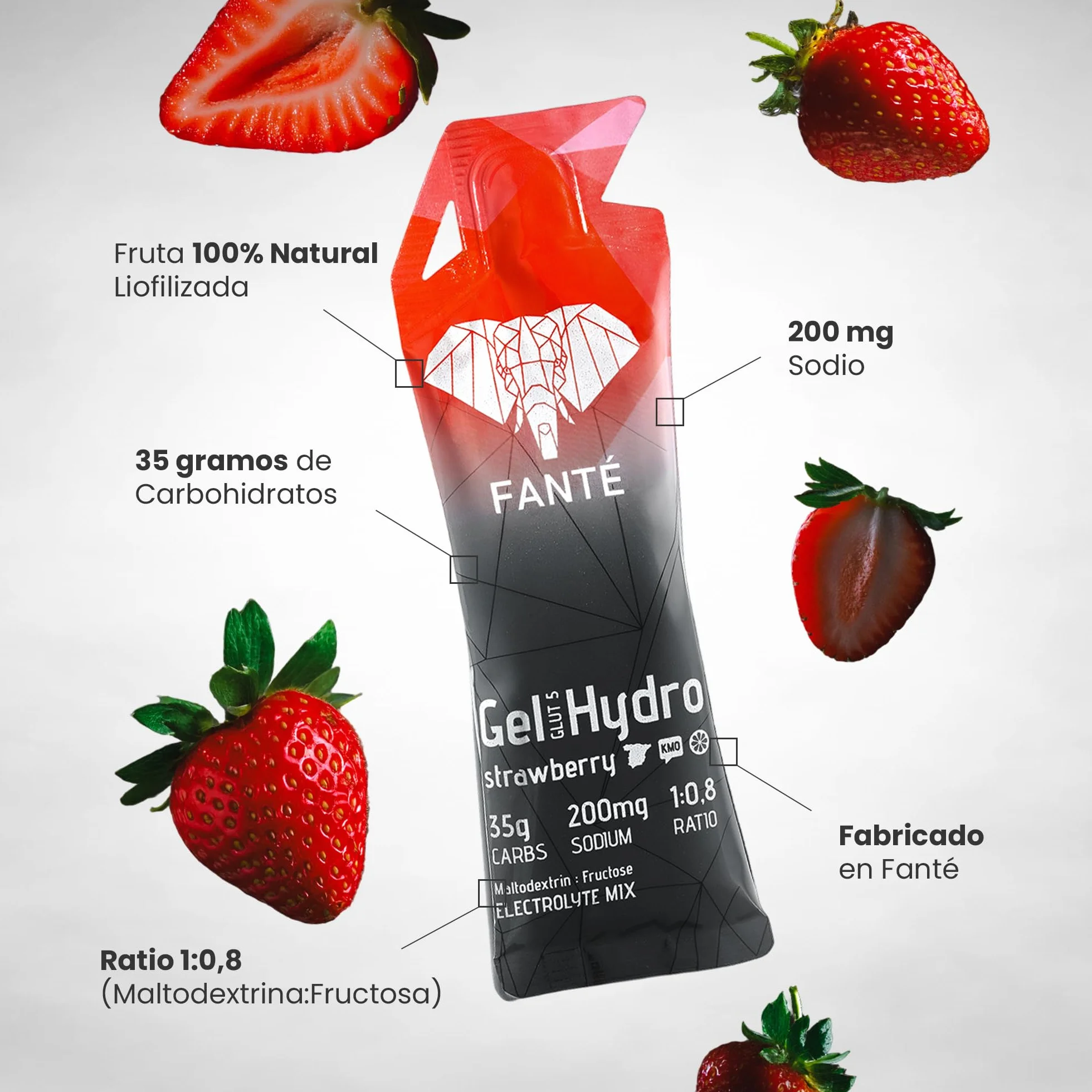 FANTÉ Pack Hydro 35 | 6 Geles Energéticos con 35 g de Carbohidratos para Running, Ciclismo y Resistencia
