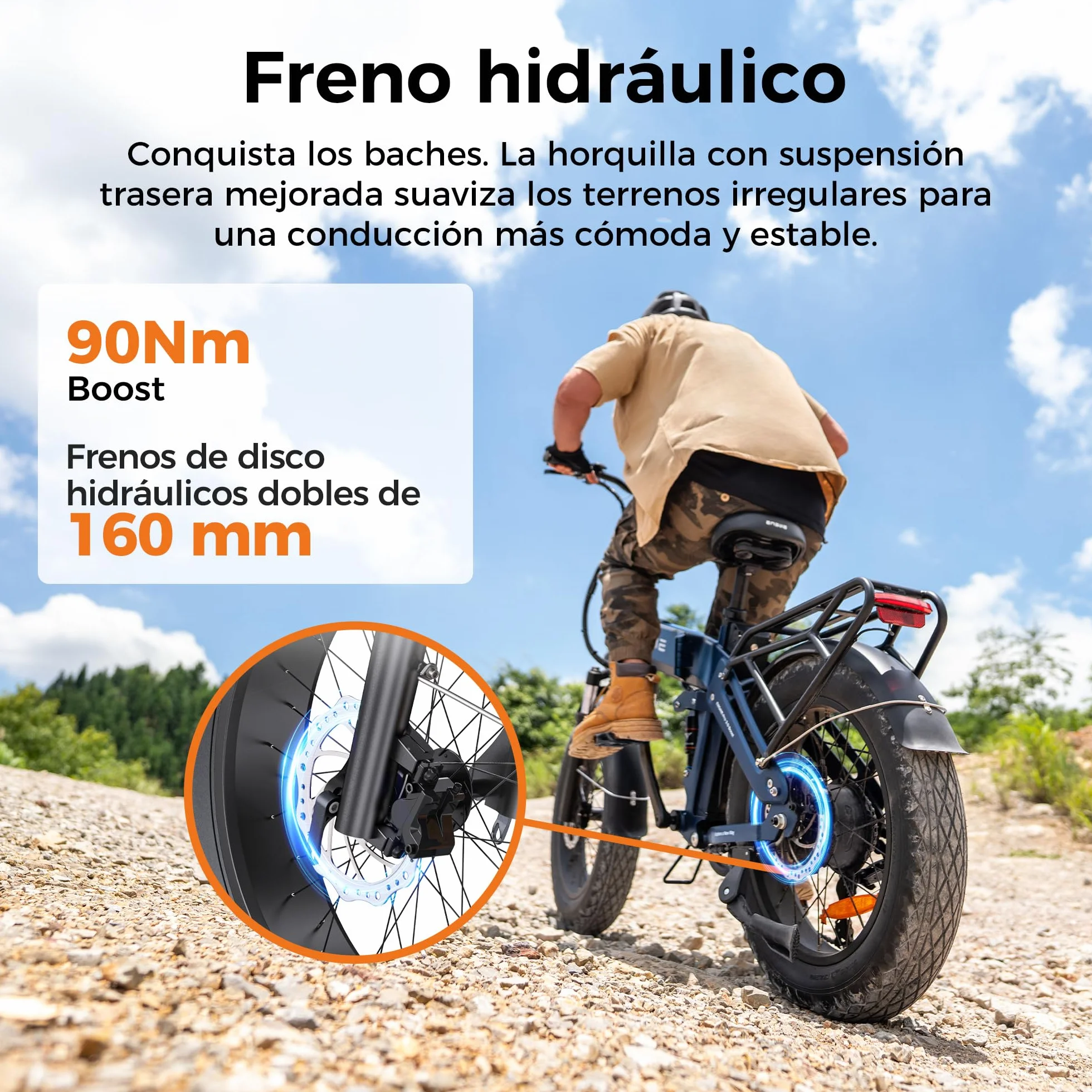 ENGWE Bike Plegable, Batería De 48 Vy 15 Ah Autonomía De hasta 130 km, Sensor De Par Y Diseño Plegable con Frenos Hidráulicos Y Aplicación para Todo Tipo De Terrenos, Engine Pro 3.0 Boost