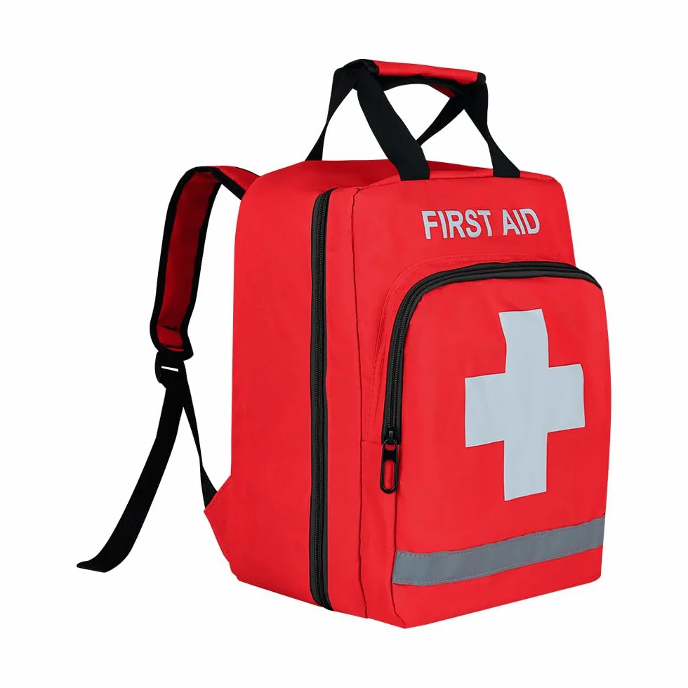 Bolsa de emergencia roja de primeros auxilios, mochila vacía para tratamiento médico de primeros auxilios, bolsas de trauma para camping, ciclismo, excursiones, guardería