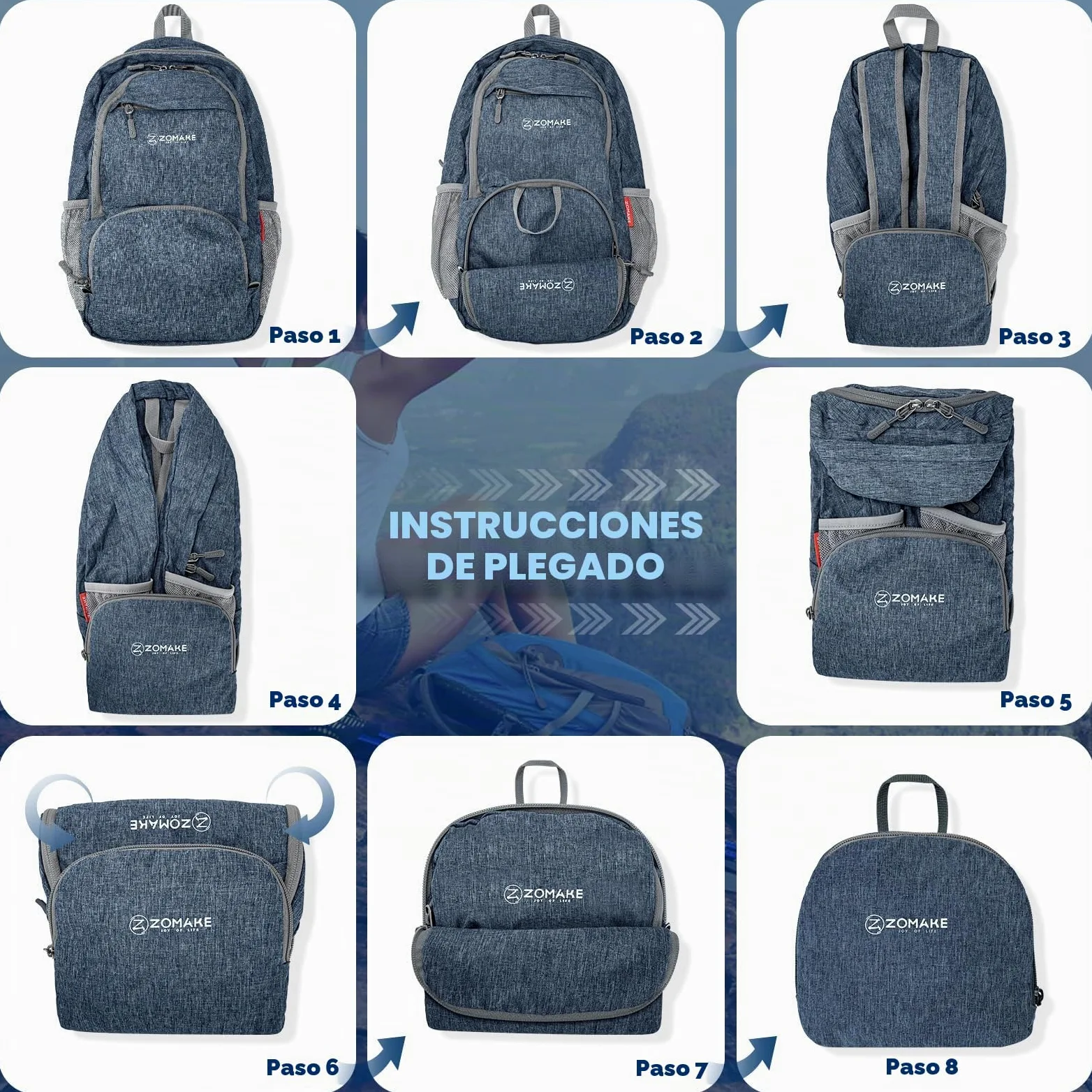 ZOMAKE Ultraligera Pequeña 20L Mochila Plegable para Senderismo Montaña Excursion Mochilas Ligeras Viajar para Hombre Mujer