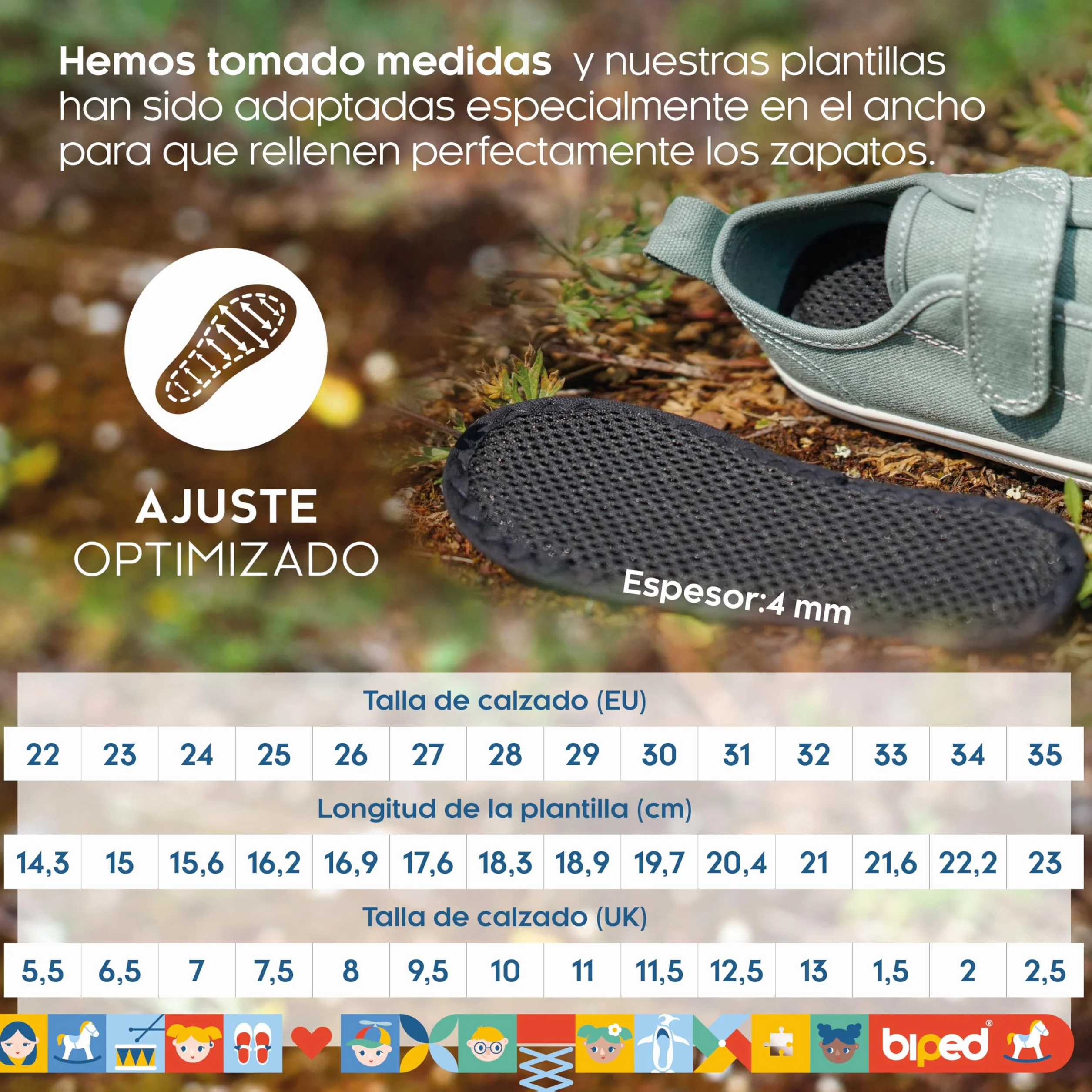 biped 2 pares plantillas infantiles carbón activo Frescura higiénica zapatillas botas goma calzado lavables mal olor