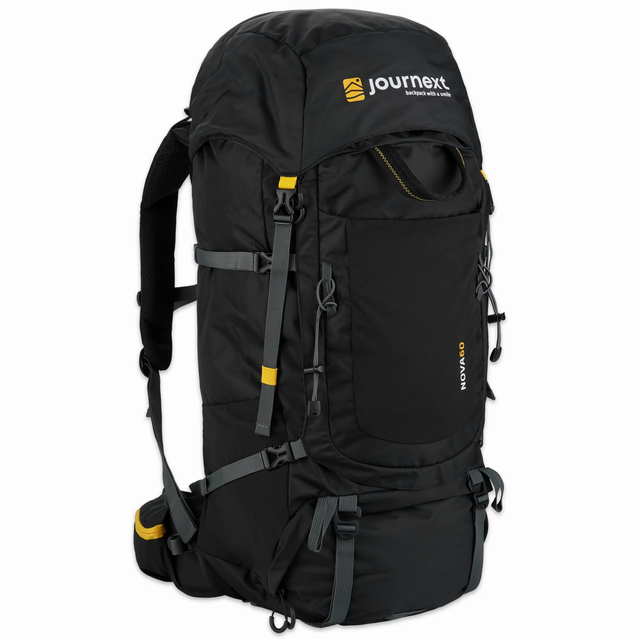 Journext Mochila NOVA 60+10l | Mochila de Trekking perfecta para Viajar | Mochila Viaje 60l | Mochila de Carga Superior y Frontal | Mochila 60 litros para Mujeres y Hombres | Mochila de Acampada