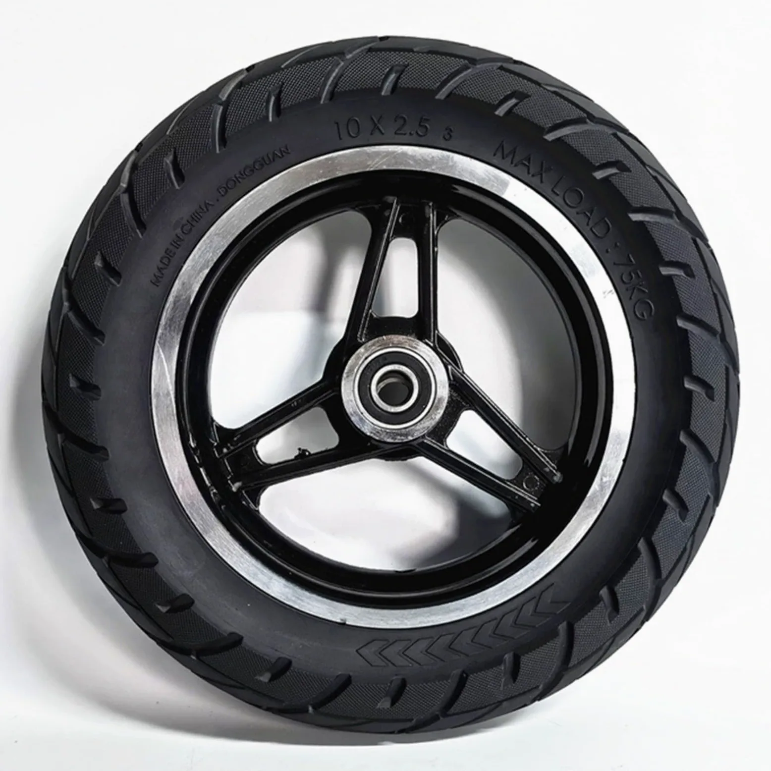 1 Rueda de Repuesto para Scooter de 10 Pulgadas, 10 x 2,125, neumático de Caucho Macizo con Conjunto de Cubo de Rueda, Rueda Completa a Prueba de explosiones (10 mm), Resistente al Desgaste