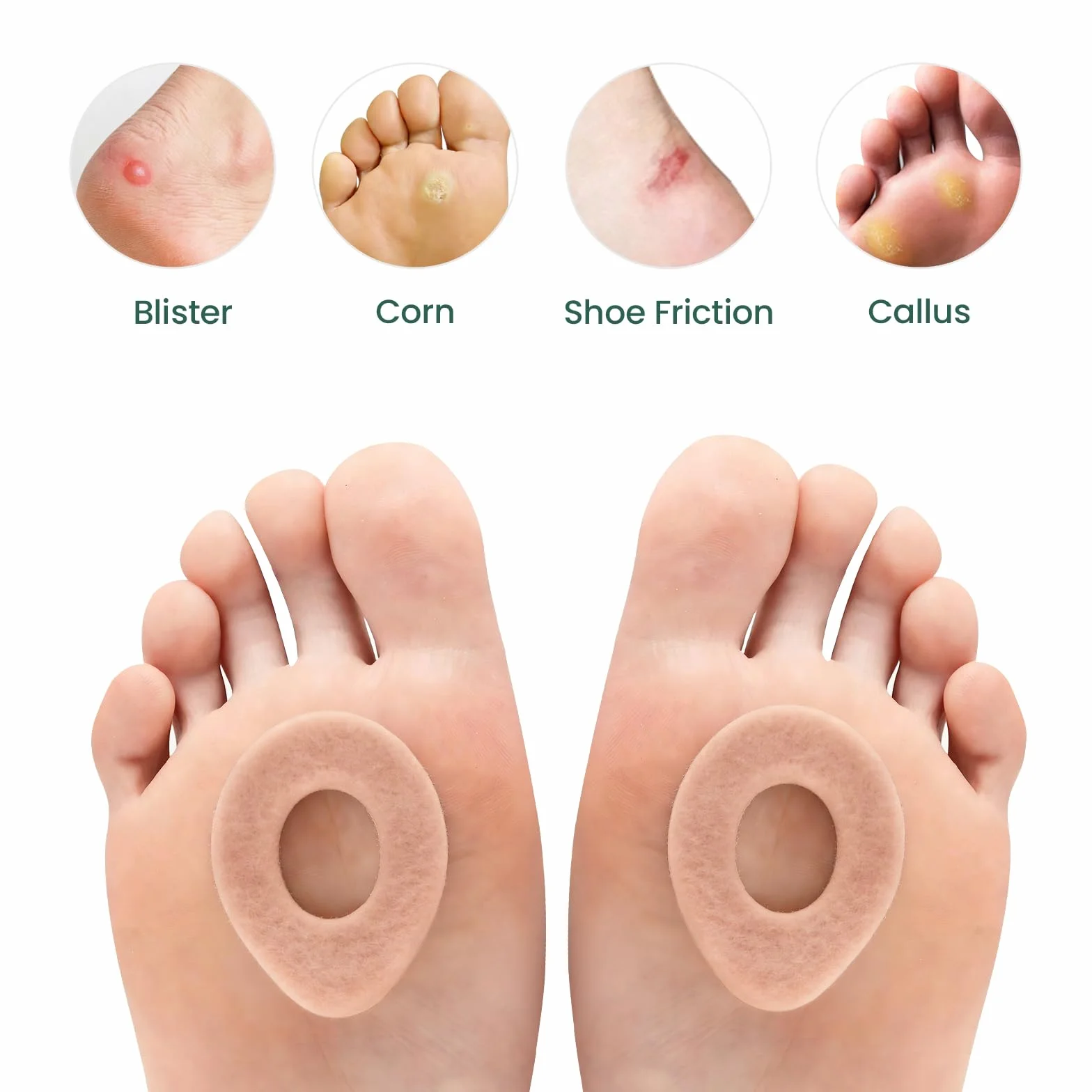 Welnove apósitos para callos - Fieltro Adhesivo Podologia - 24pcs almohadillas para pies y dedos